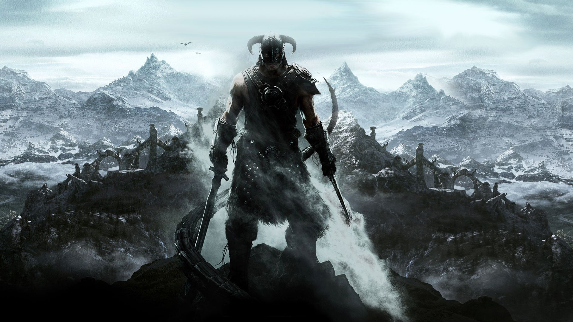 Guerriero Skyrim montagne innevate, 1920x1080 Full HD 1080p, Laptop