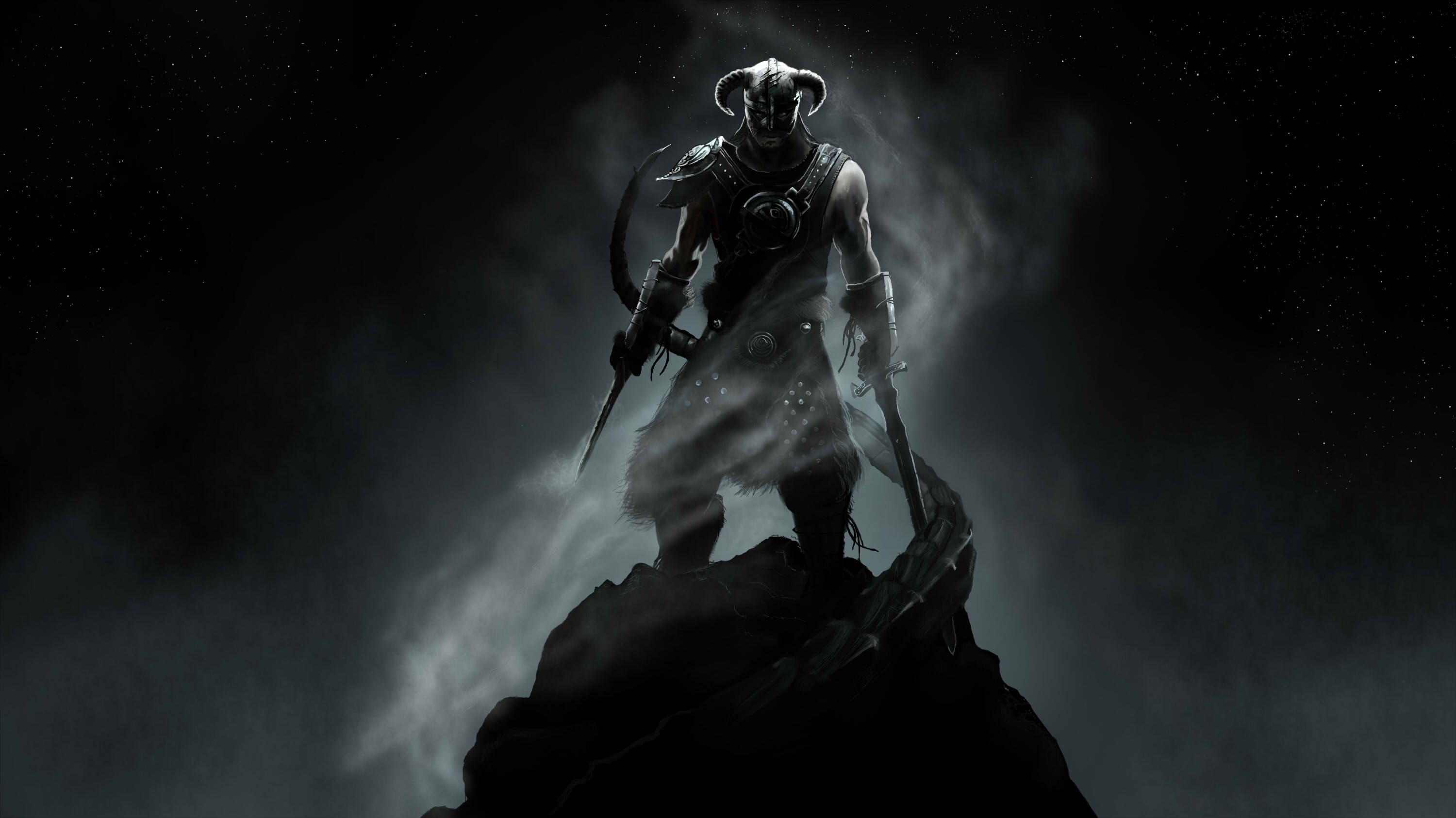 Guerriero Skyrim su roccia, 3000x1686 2K, PC