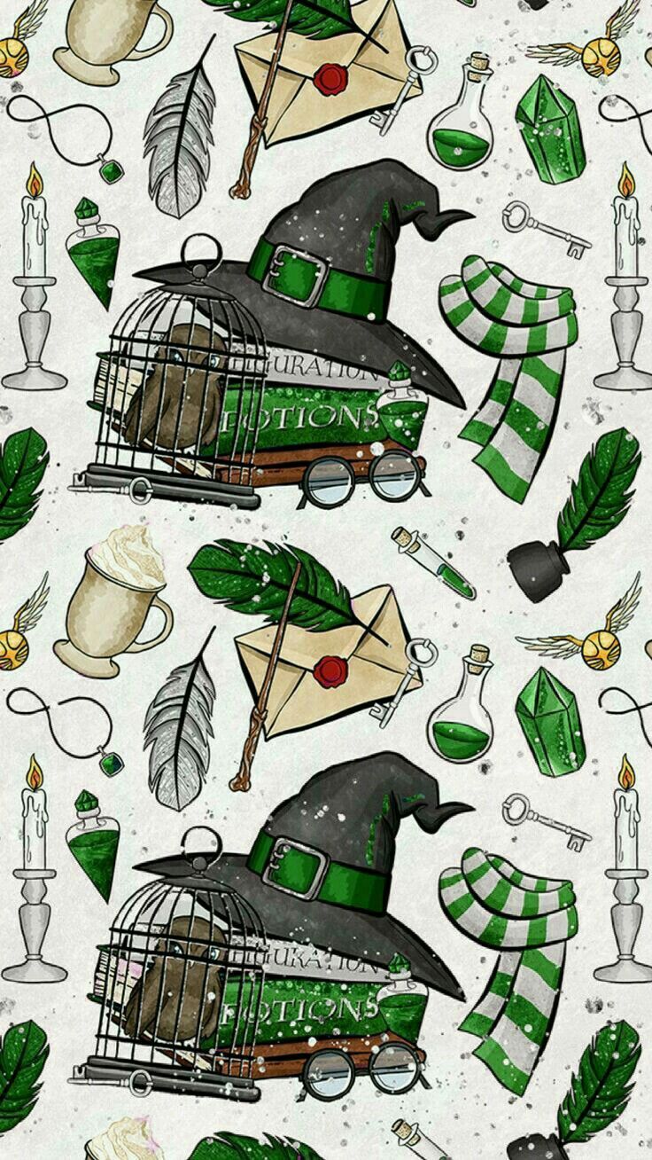 Pattern Slytherin Harry Potter verde, J.K. Rowling, 736x1308 Full HD Verticale, iPhone