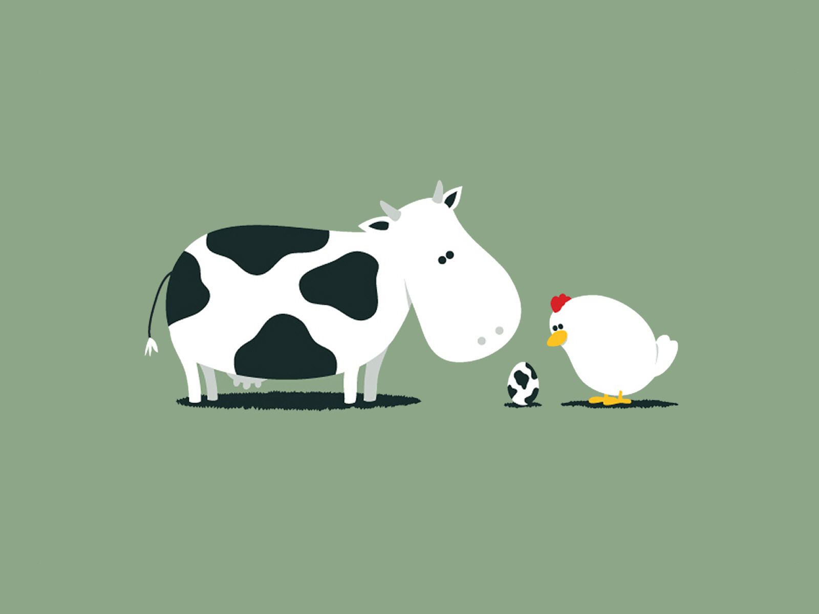 Mucca e pulcino cartoon, 1600x1200 HD Ready, Laptop