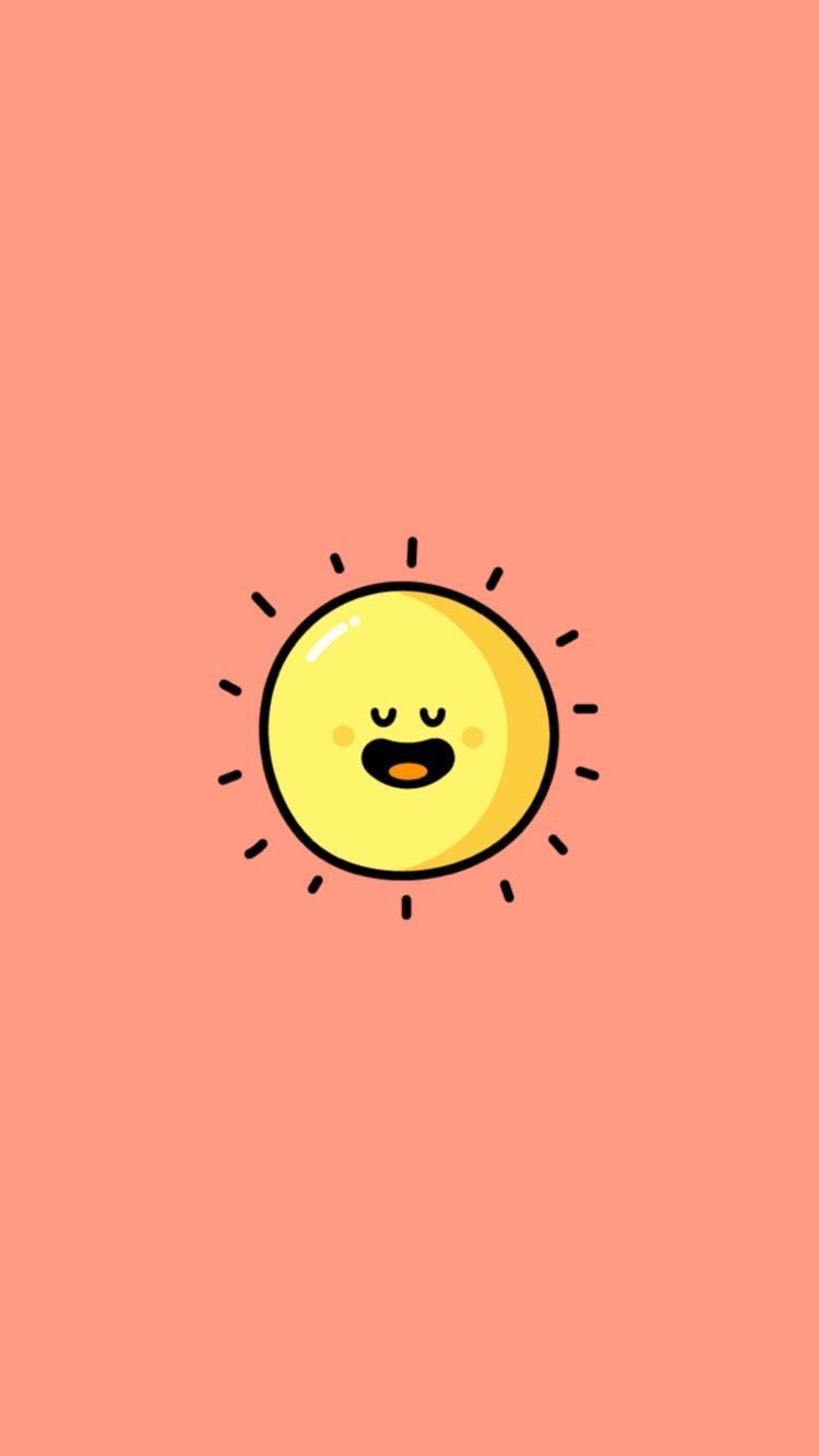 Sole sorridente sfondo corallo, 750x1334 Verticale, Telefono