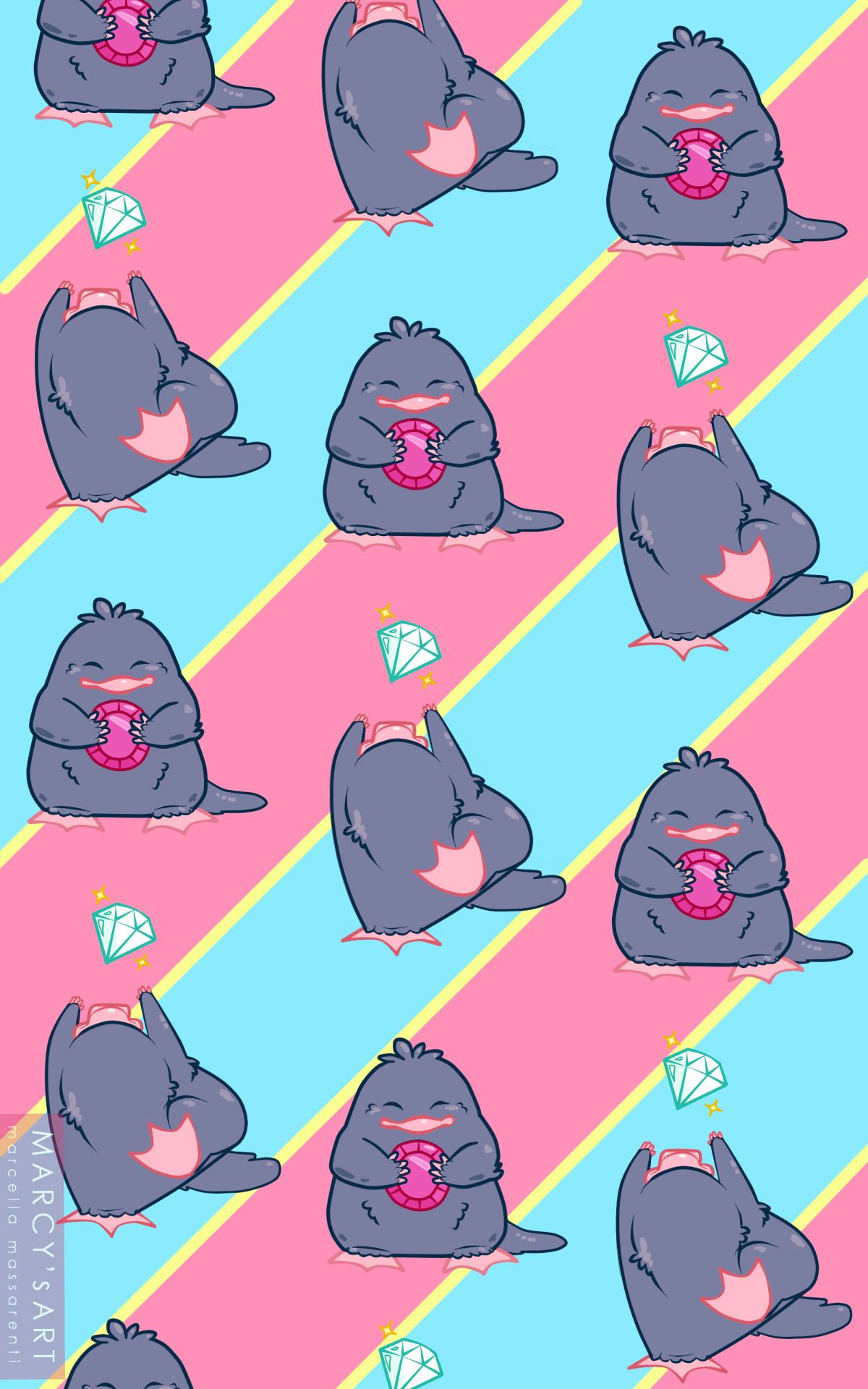 Niffler pattern colorato, 1200x1920 Verticale, Telefono