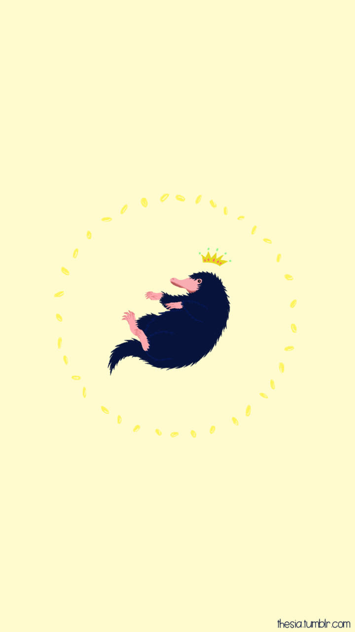 Niffler con corona, sfondo giallo, 720x1280 Full HD Verticale, iPhone