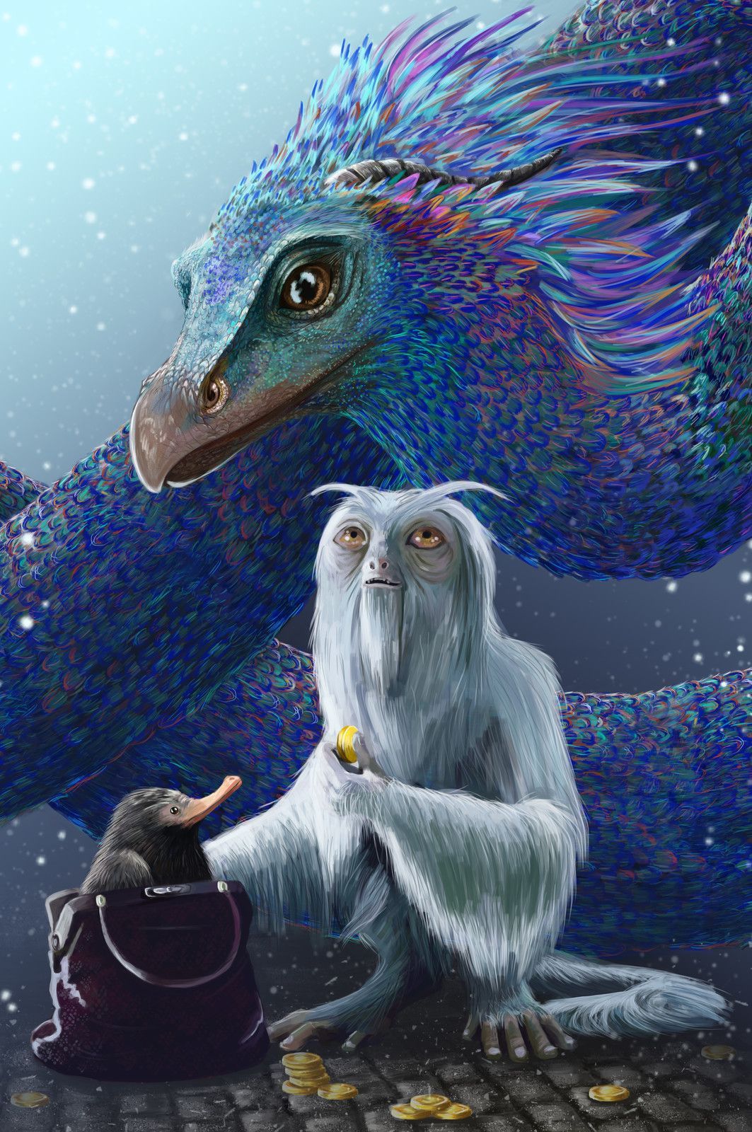 Demiguise, Niffler e Occamy, 1063x1600 Full HD Verticale, iPhone