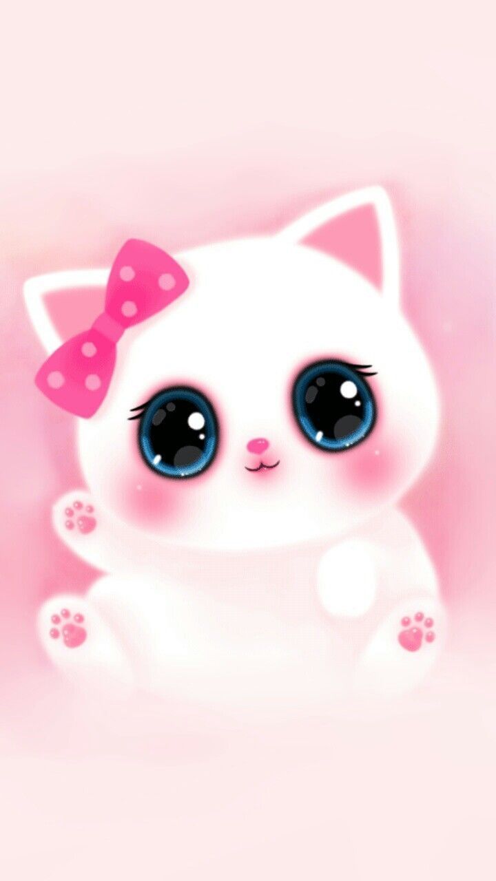 Gattino bianco carino rosa, 720x1280 Full HD Verticale, Smartphone