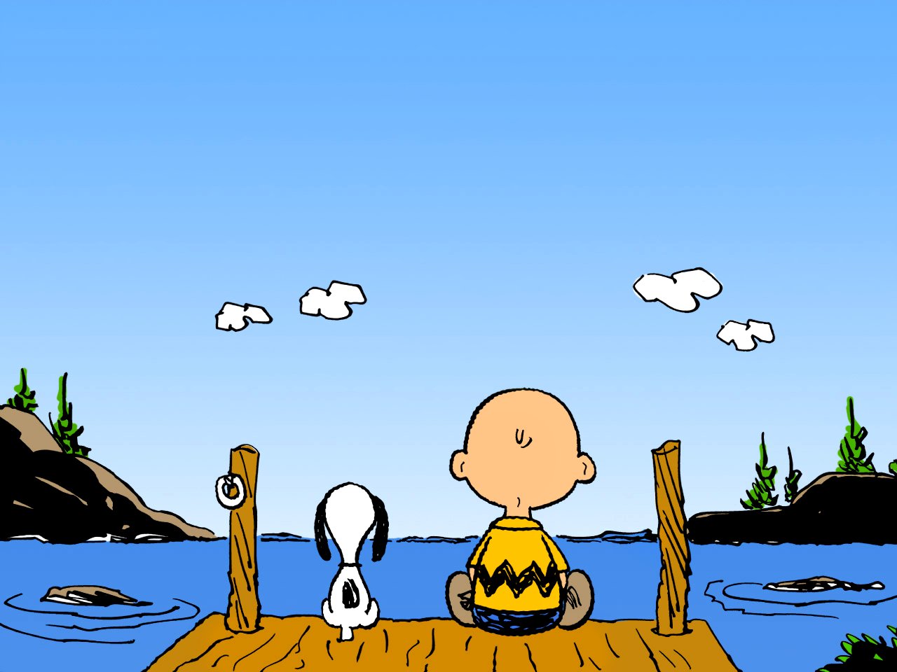 Snoopy e Charlie Brown sul molo, 1280x960 720p, PC