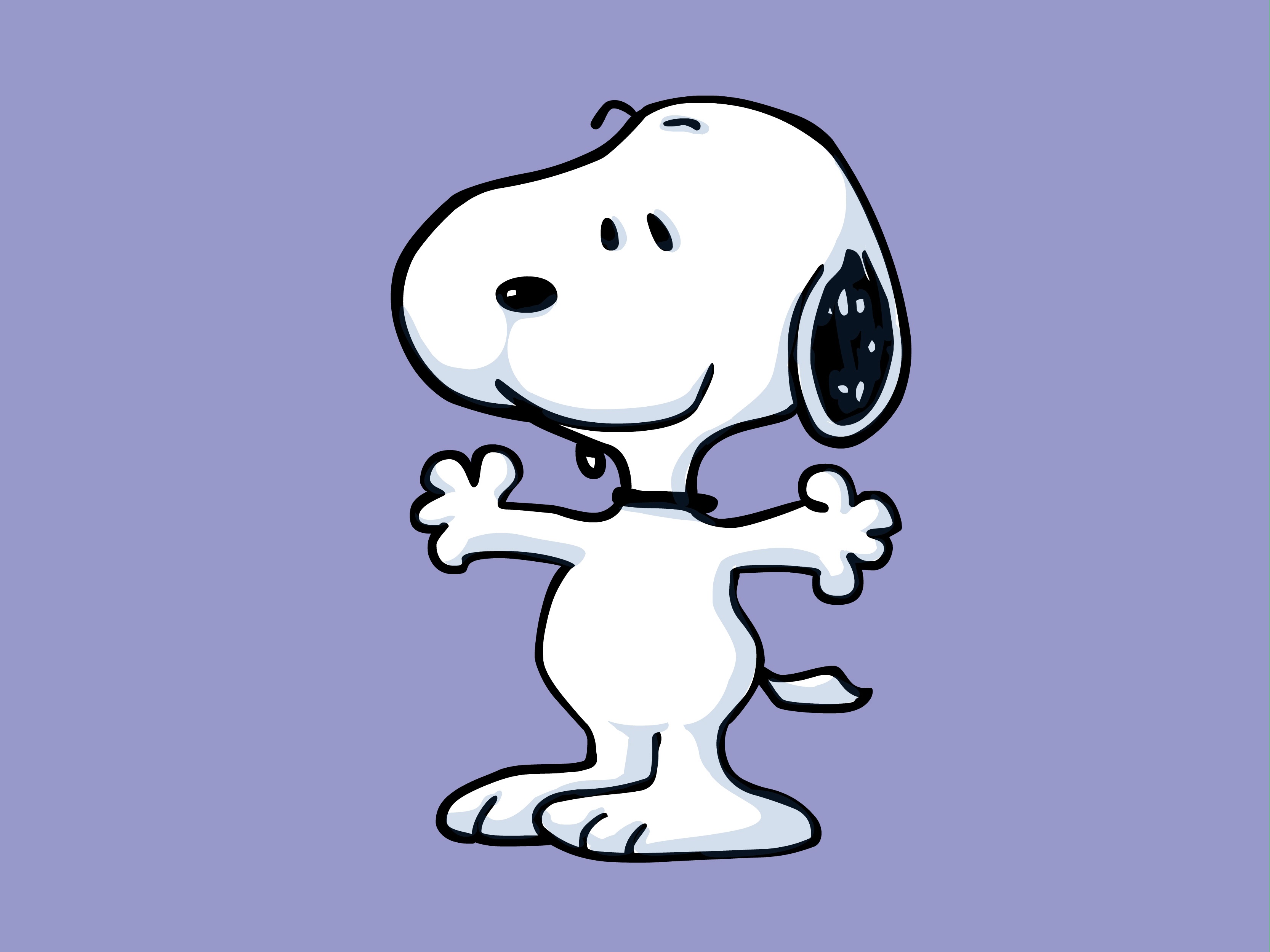 Snoopy sorridente sfondo viola, 3333x2500 WQXGA, Desktop