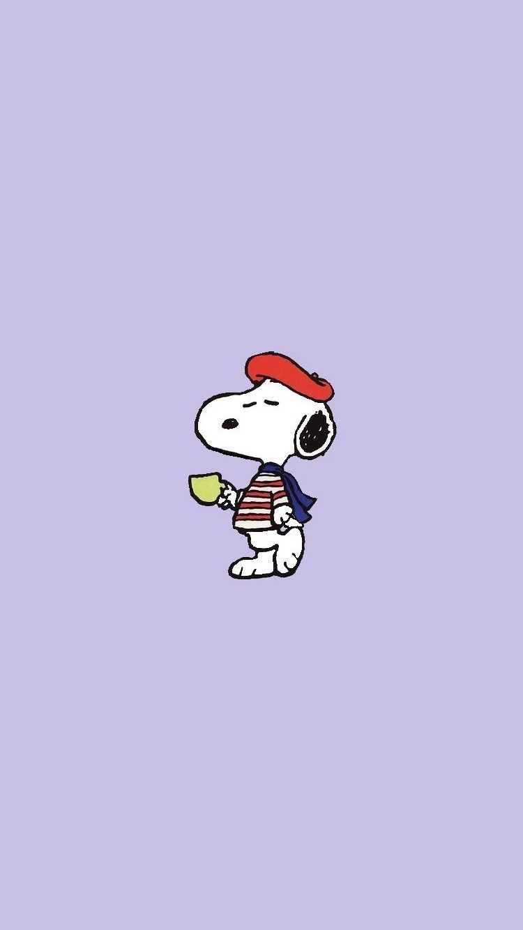 Snoopy con basco e tazza, 750x1334 Full HD Verticale, iPhone