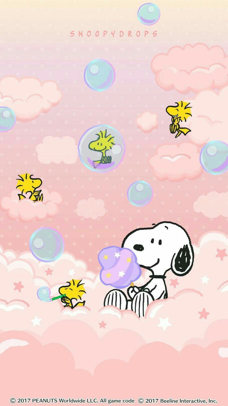 Snoopy con bolle e Woodstock, 736x1308 Verticale, Mobile