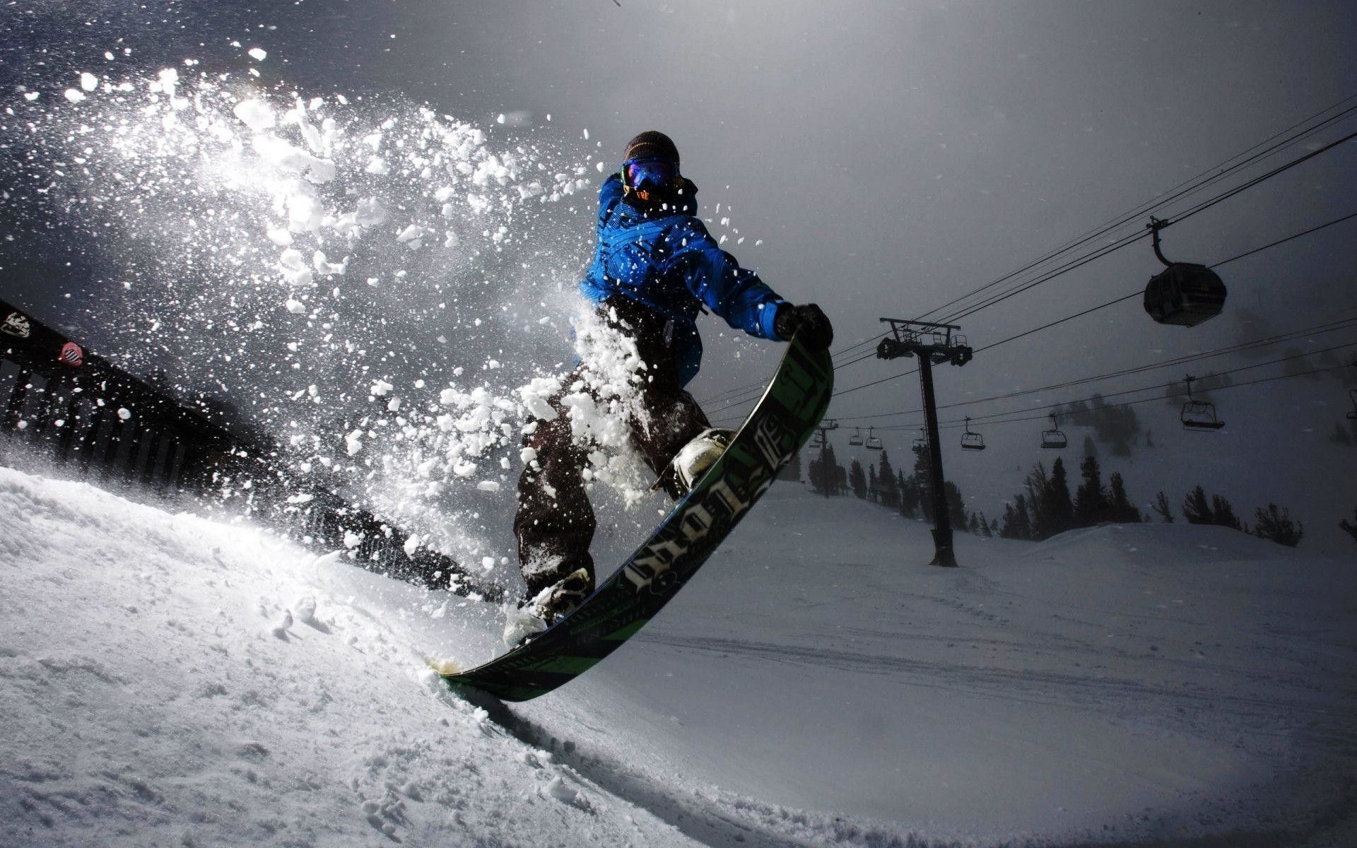 Snowboarder salto neve notte, 1920x1200 WUXGA, Desktop