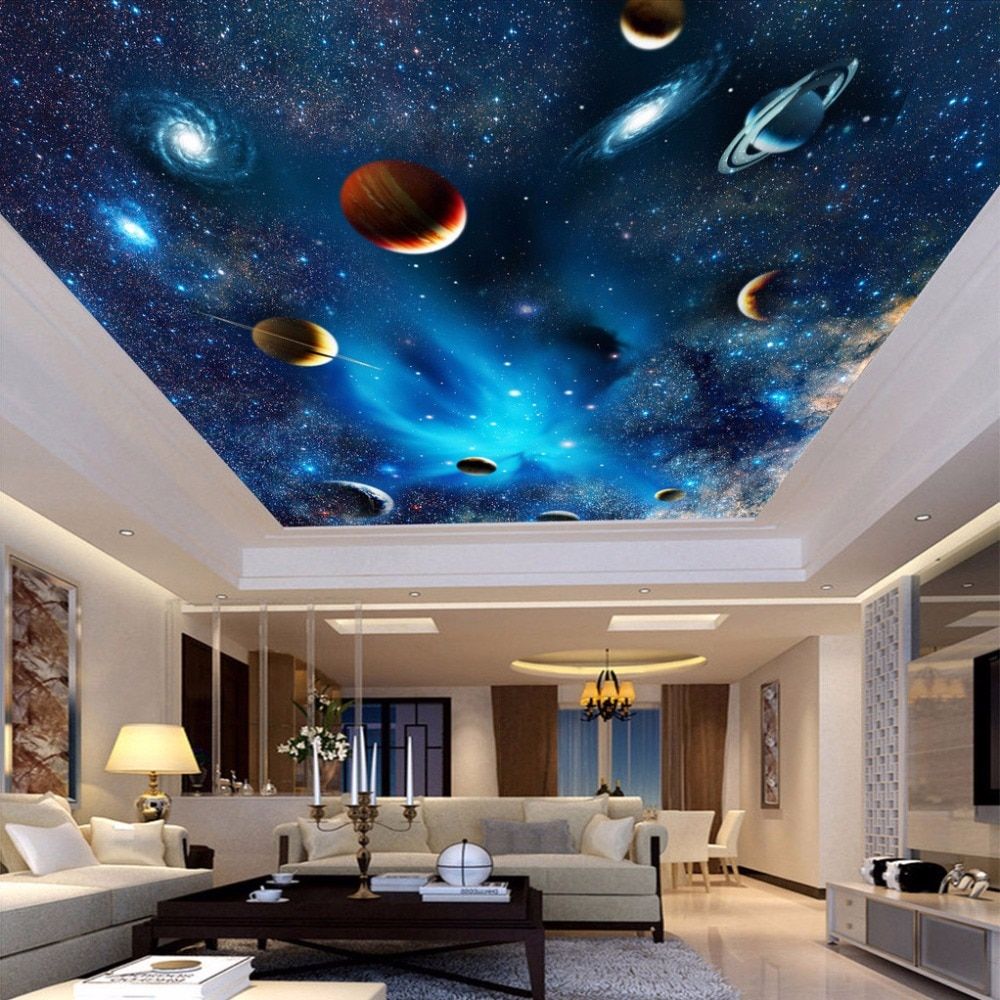 Galassia pianeti soffitto blu, 1000x1000 HD, Desktop