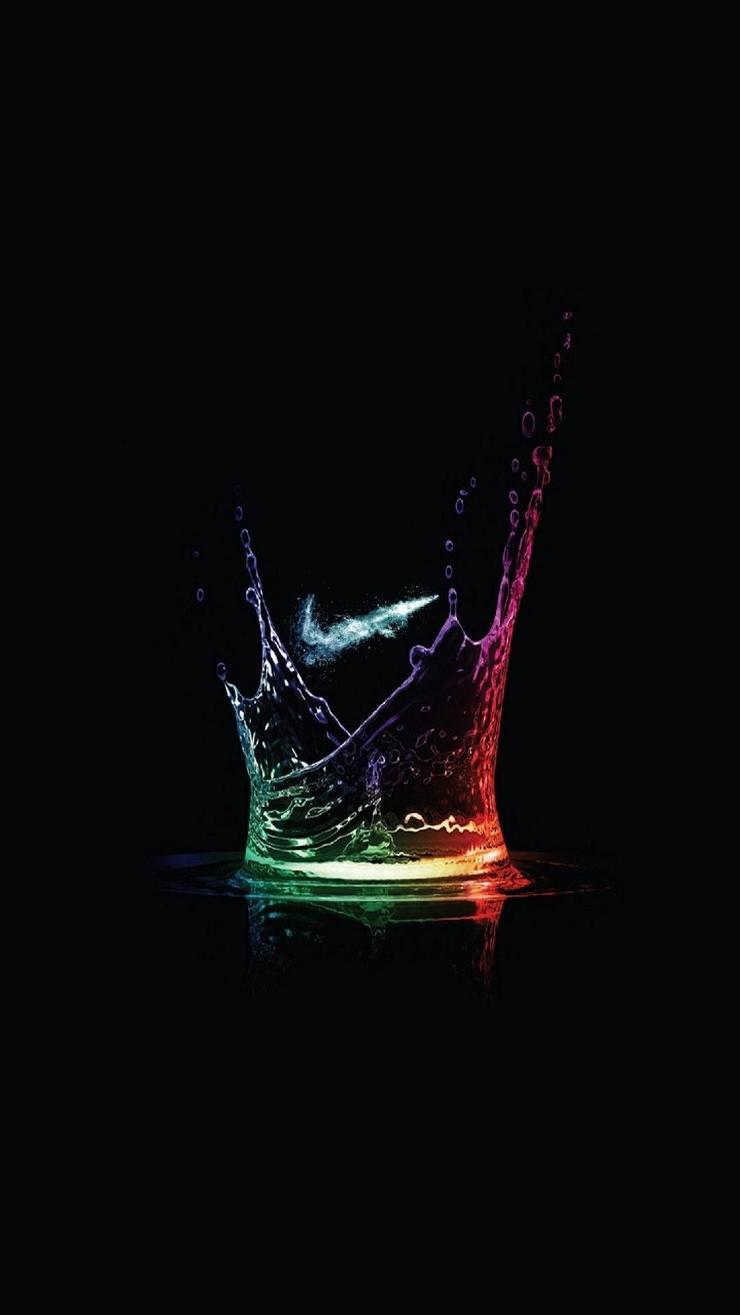 Nike logo splash acqua colorata, swoosh, 1080x1920 Full HD Verticale, iPhone