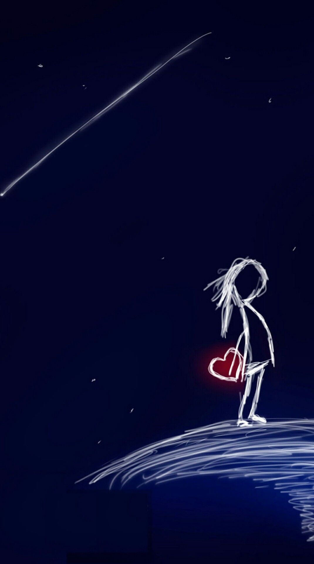 Bambino con cuore rosso notte, 1070x1920 Verticale, Telefono