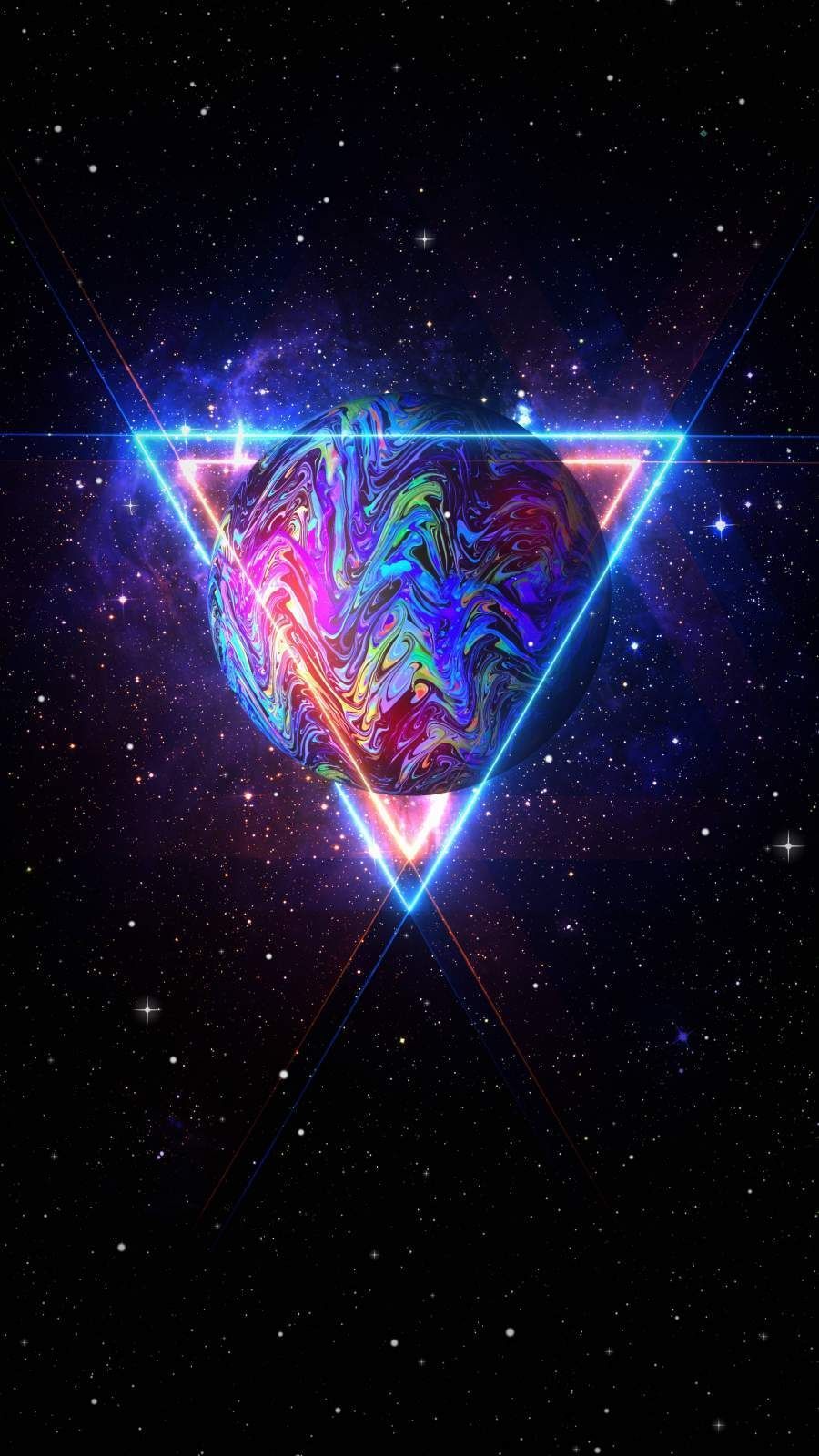 Triangolo neon spazio galassia, 900x1600 Verticale, Mobile