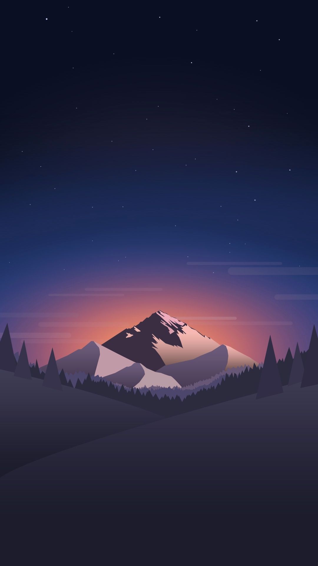 Montagna minimalista al tramonto, 1080x1919 Full HD Verticale, Smartphone