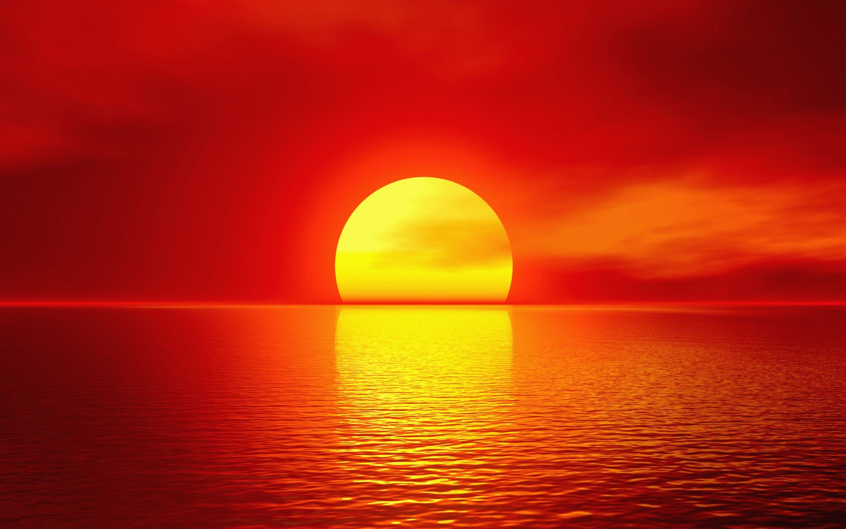 Tramonto rosso sole grande, 2822x1764 2K, Desktop
