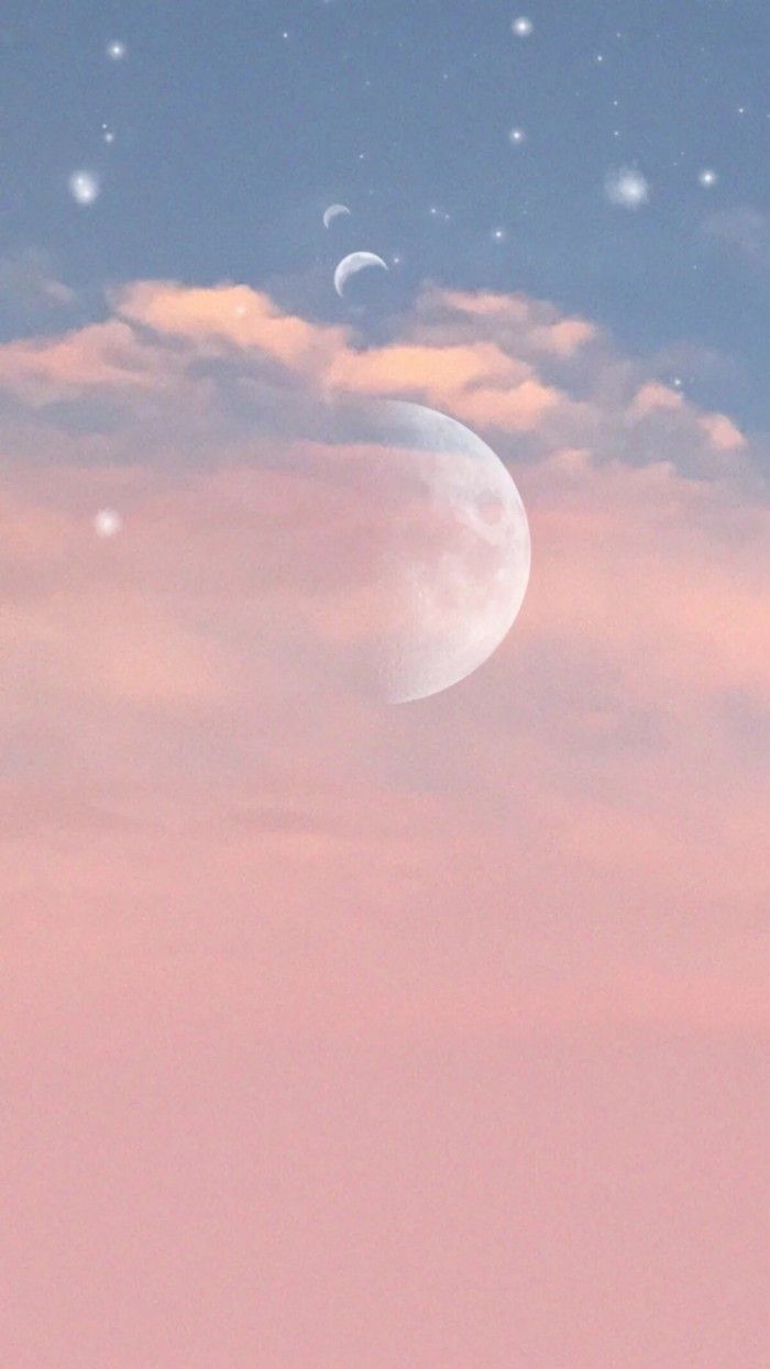 Luna cielo rosa pastello, 700x1245 Full HD Verticale, Smartphone
