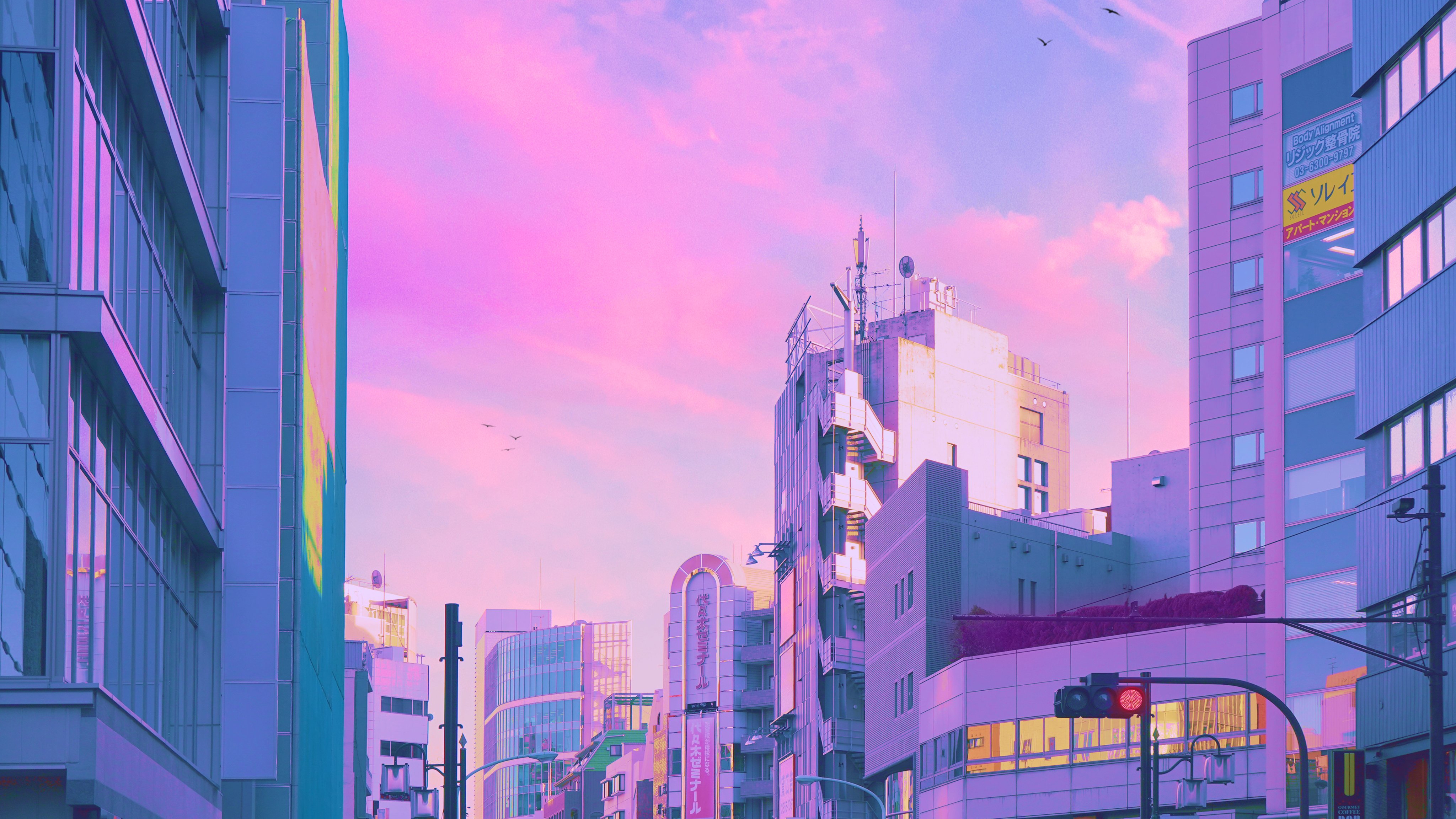 Città giapponese cielo pastello, 4096x2304 Ultra HD, 4K TV