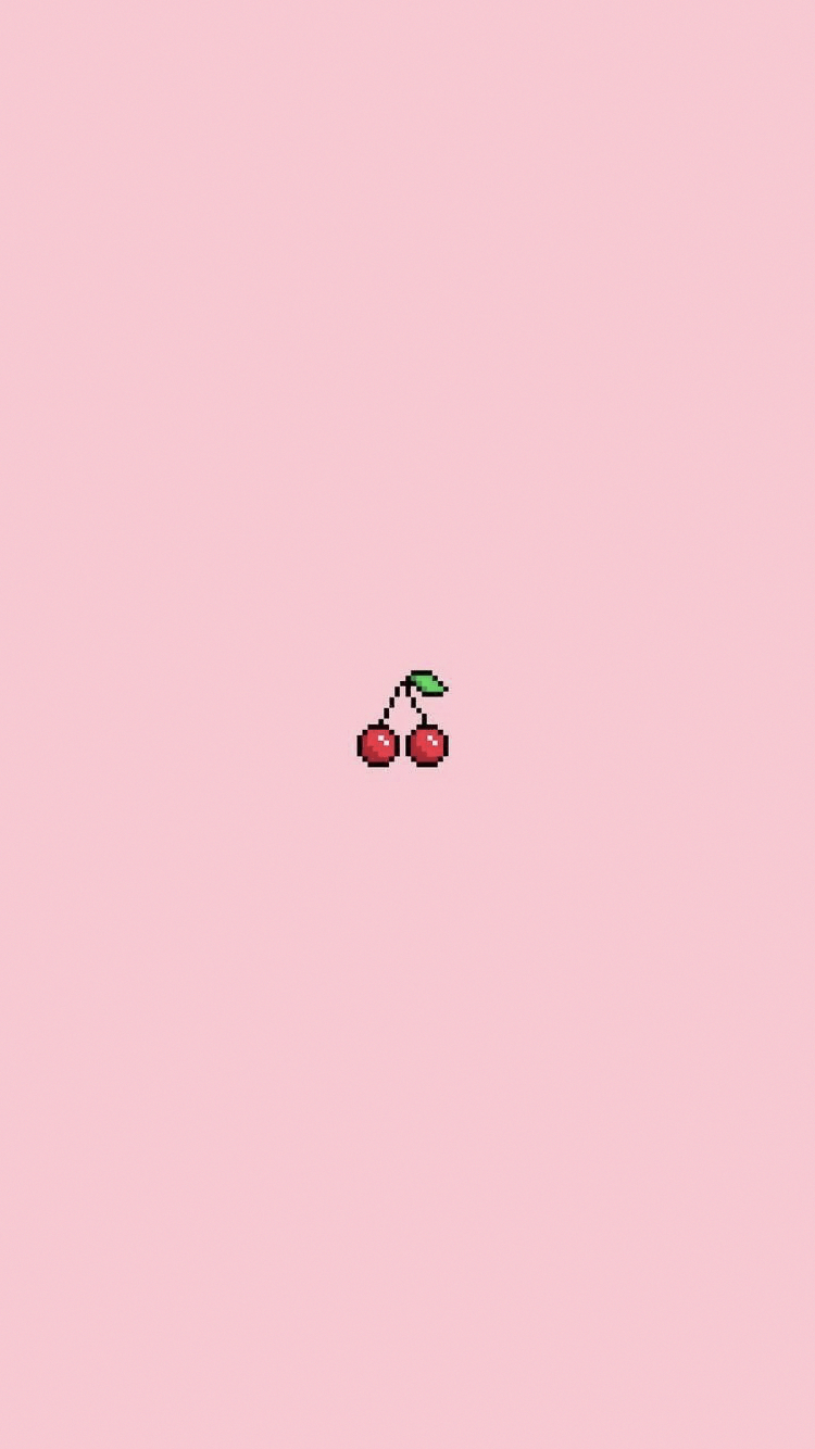 Ciliegie pixel su rosa, 750x1334 Full HD Verticale, Smartphone