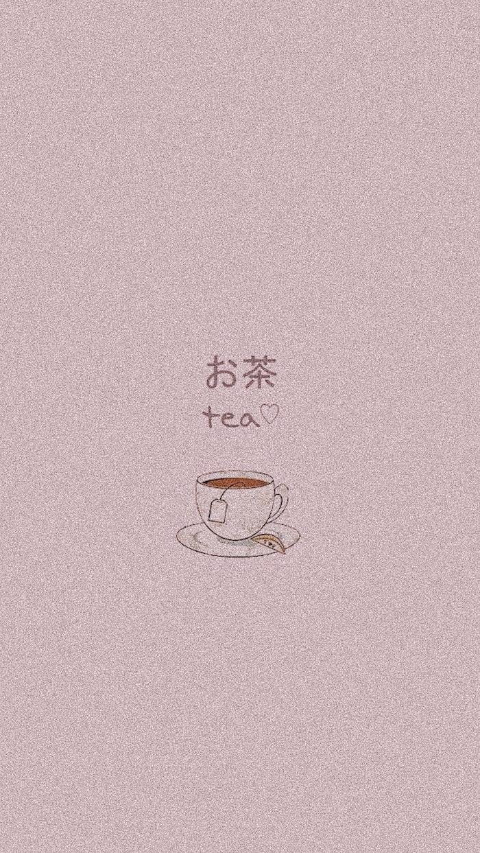 Tazza di tè illustrata rosa, 700x1243 Verticale, Telefono