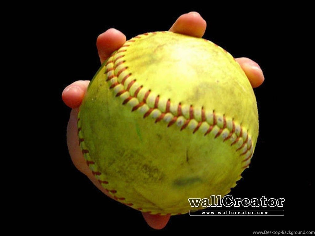 Palla softball gialla in mano, 1024x768 HD, Desktop