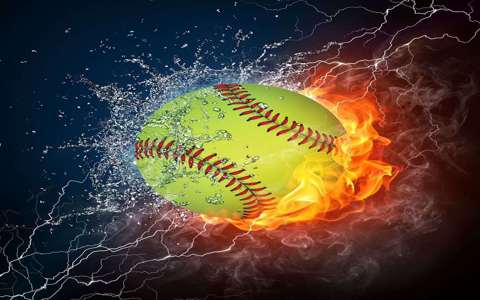 Palla softball fuoco e acqua, 1920x1200 WUXGA, PC