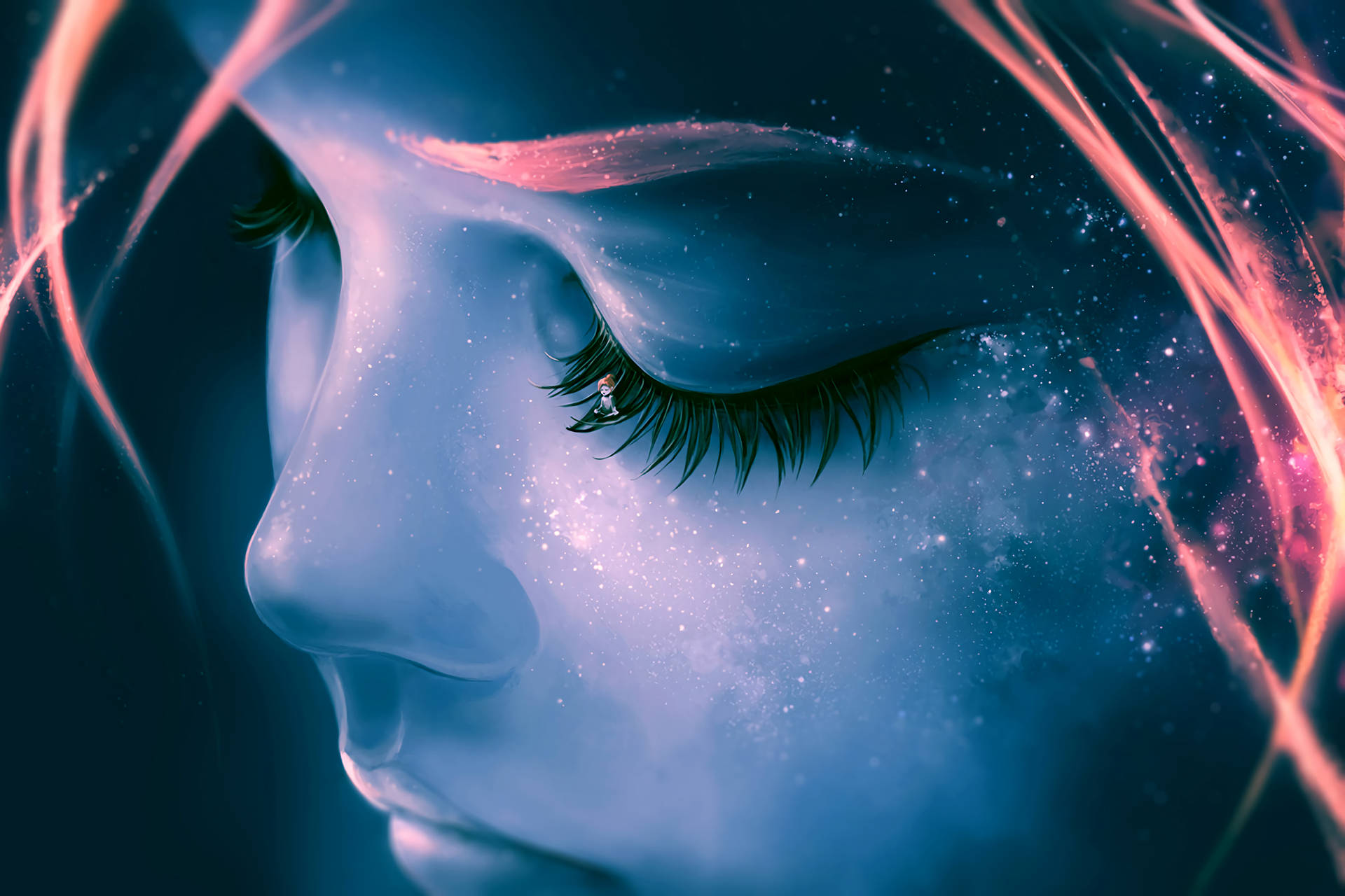 Volto donna cosmico onirico, 1920x1280 WUXGA, Desktop