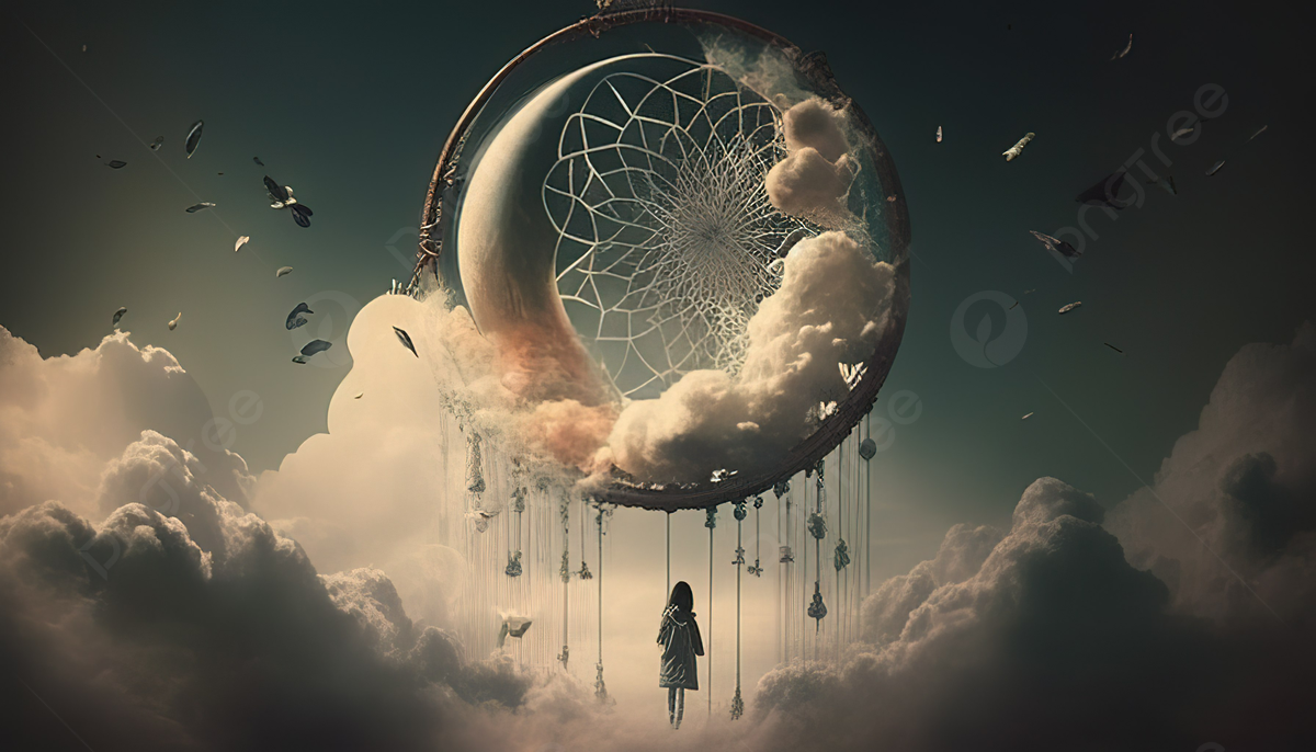 Bambina acchiappasogni luna nuvole, 1200x686 HD, Desktop