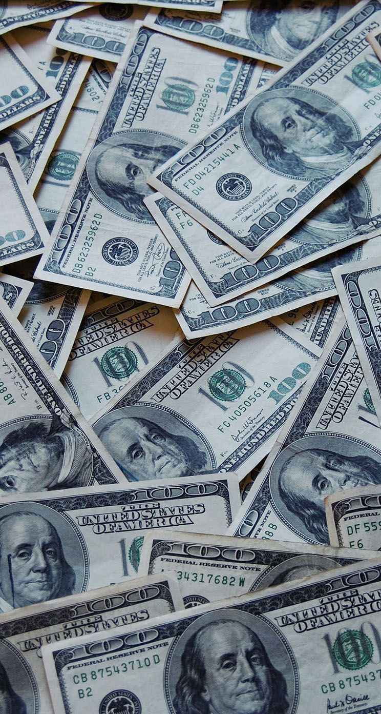 Banconote da 100 dollari sparse, 744x1392 Verticale, Mobile
