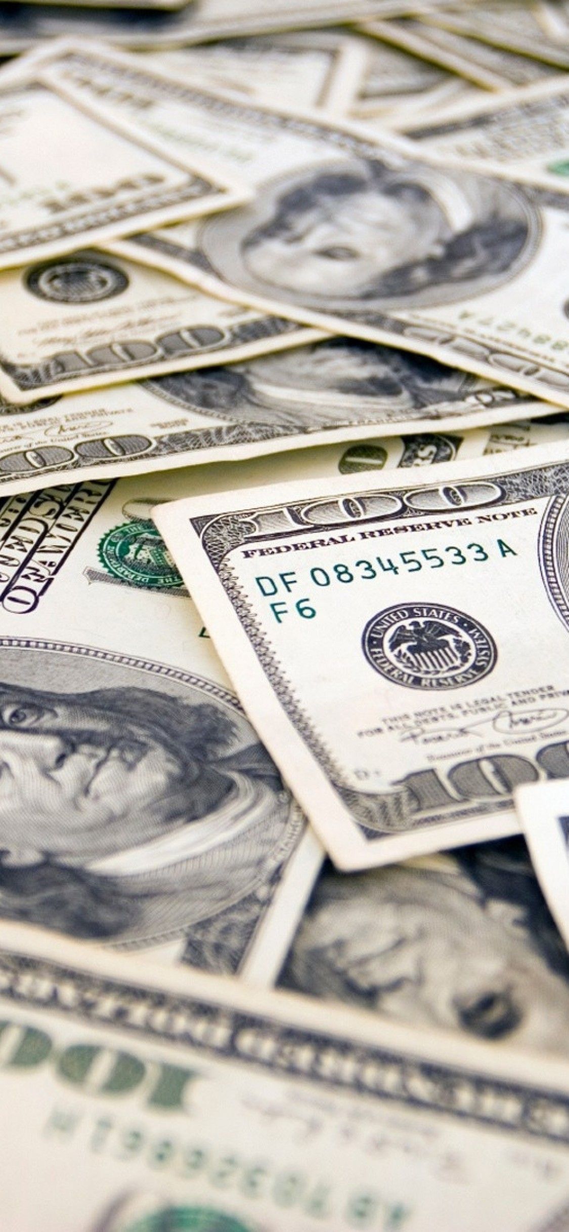 Banconote dollari sparse, 1125x2436 Full HD Verticale, Smartphone