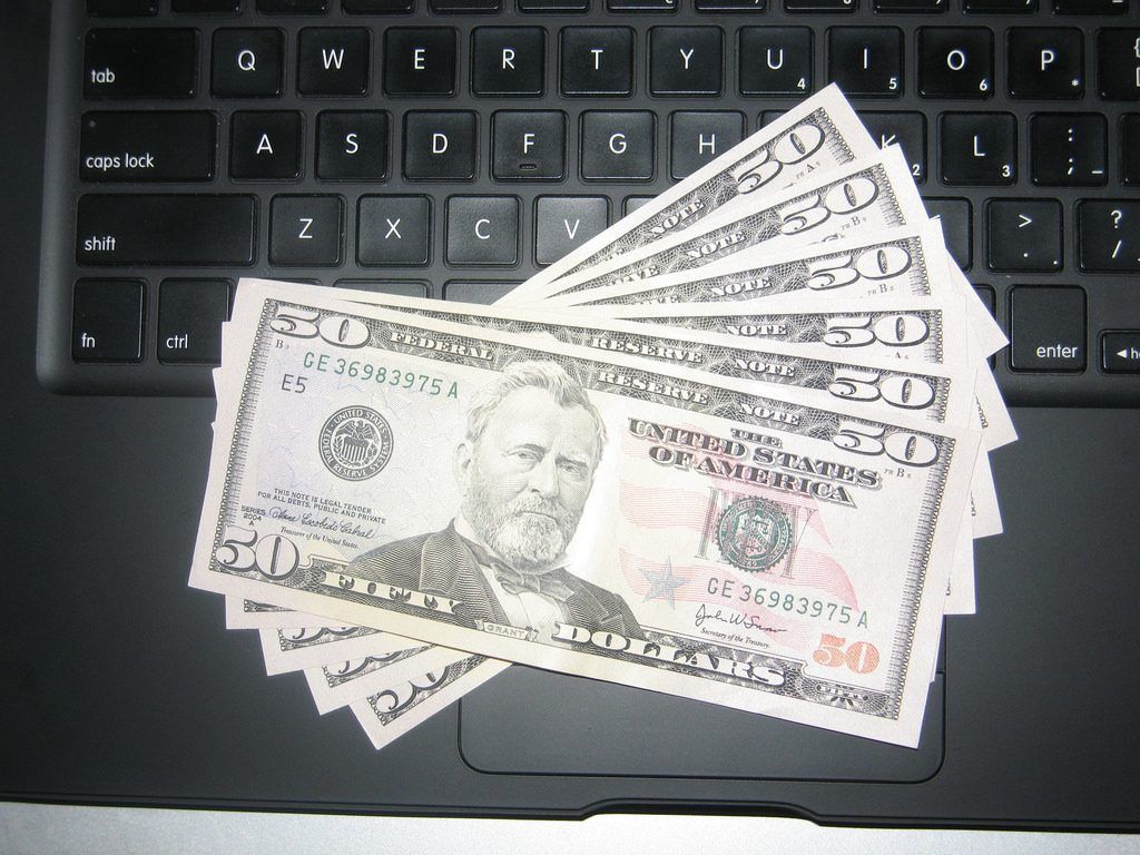 Banconote dollari con affermazione positiva, 1920x1080 Full HD 1080p, Notebook