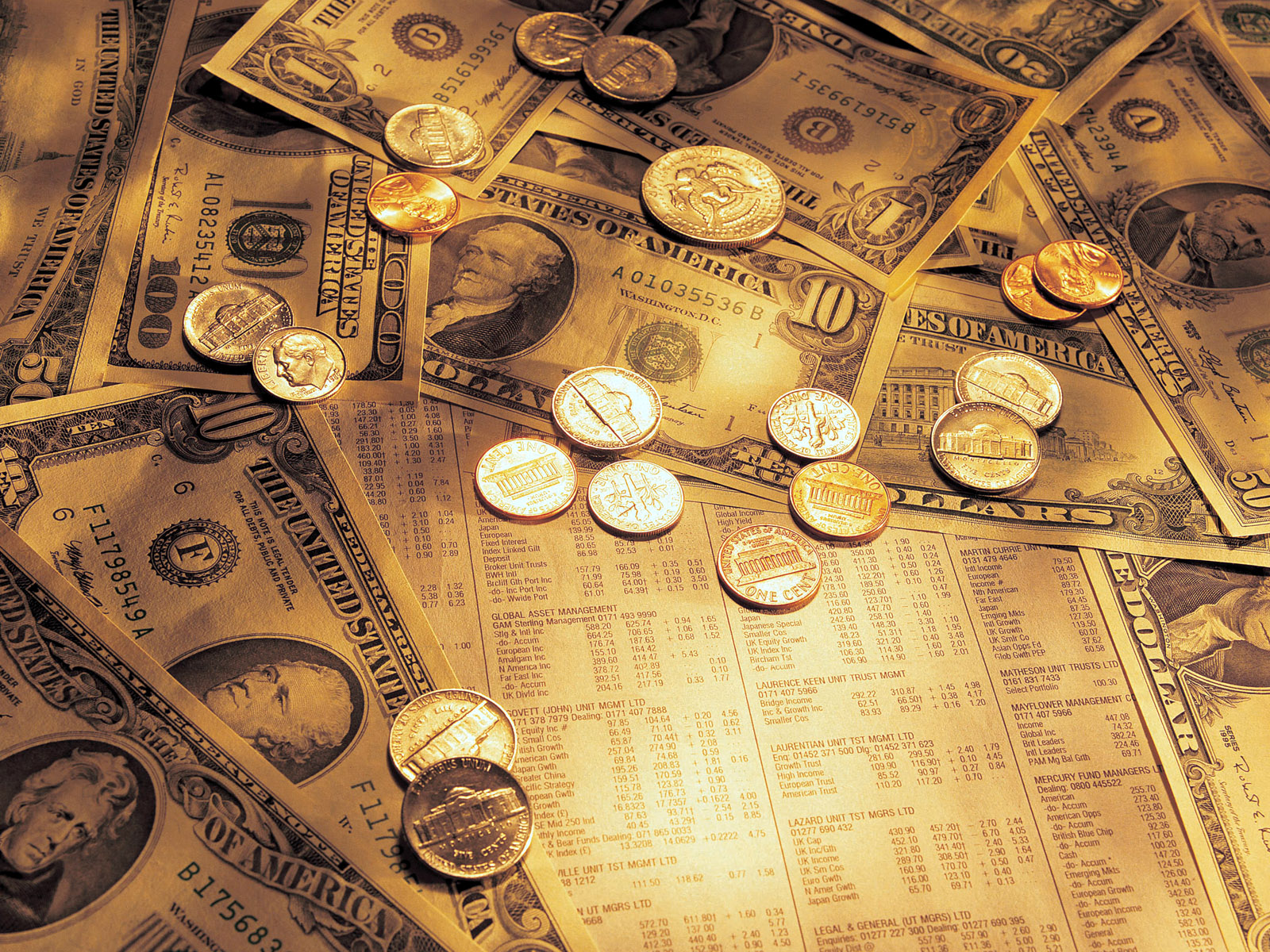 Banconote dollari e monete, 1600x1200 900p, Laptop