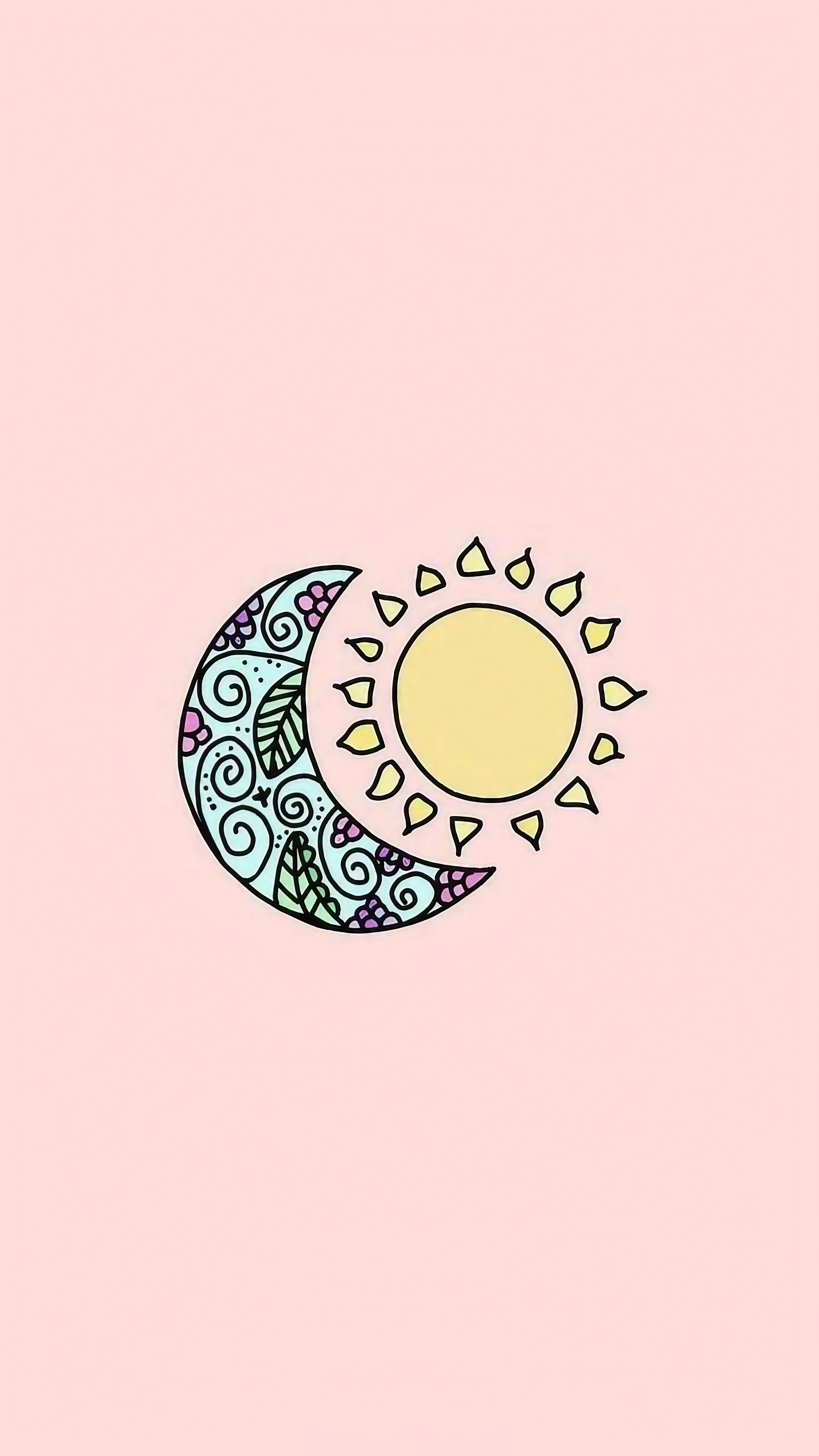 Sole e luna decorativi minimal, 2880x5120 Full HD Verticale, iPhone