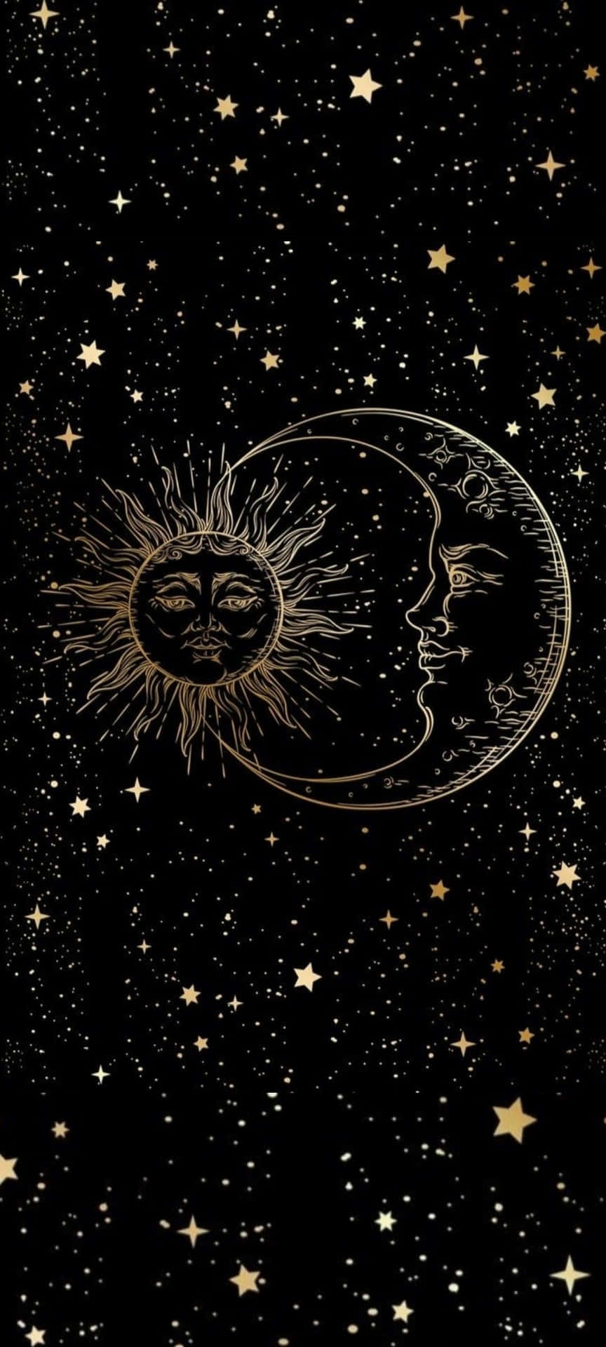 Sole e luna dorati, 864x1920 Full HD Verticale, Smartphone