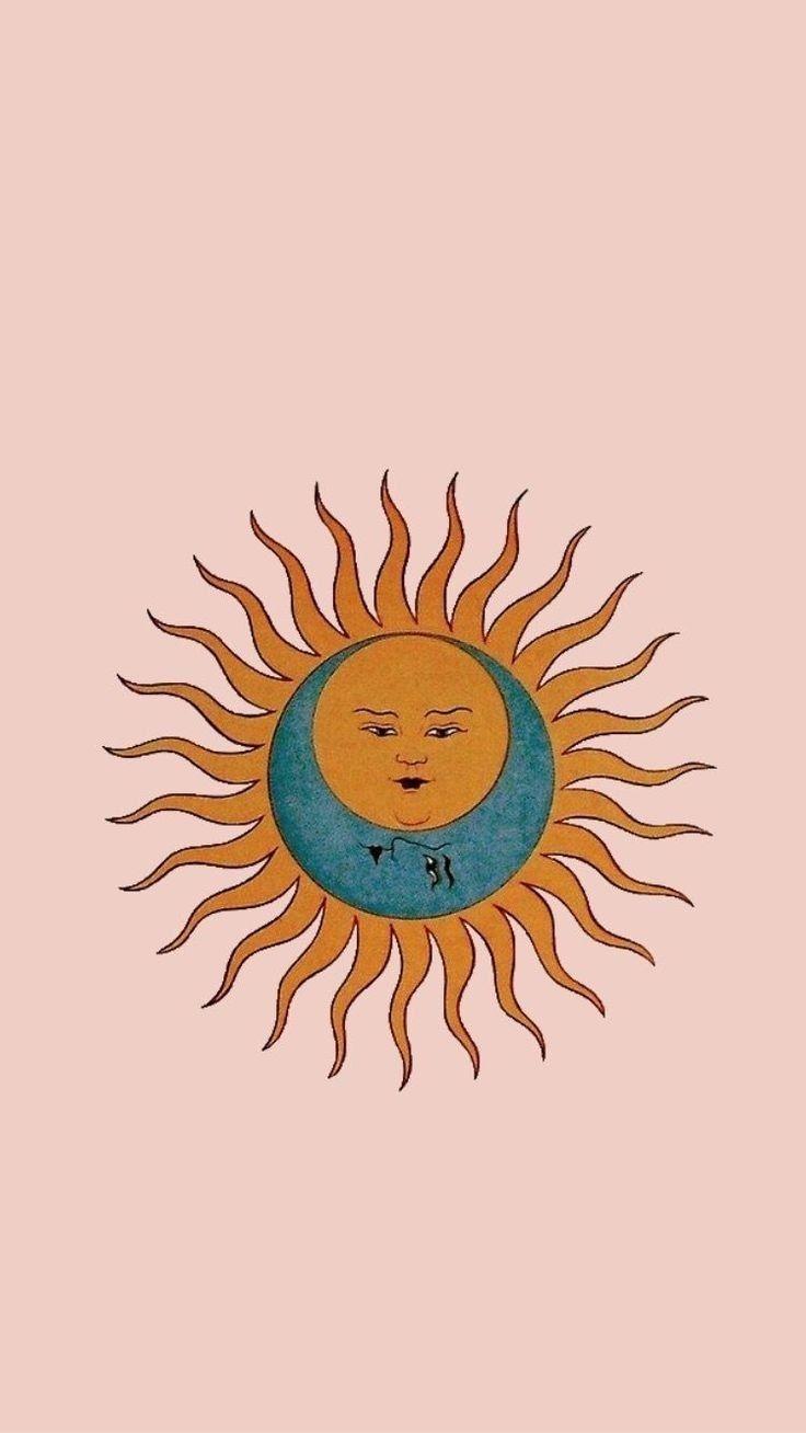 Sole e luna boho illustrazione, 736x1308 Verticale, Mobile