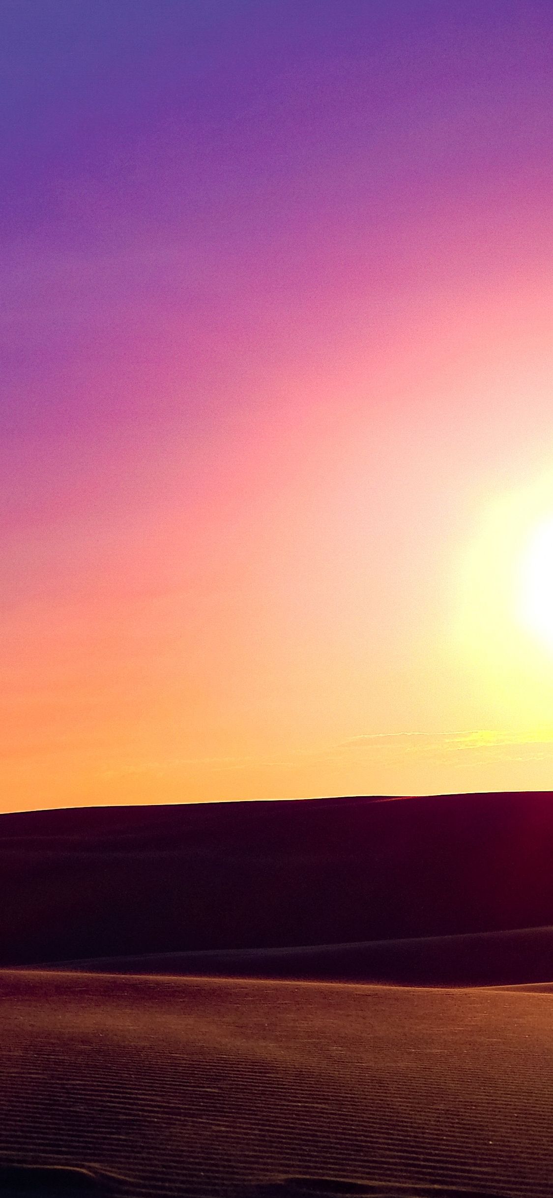 Tramonto viola arancione collina, 1125x2436 Full HD Verticale, Smartphone