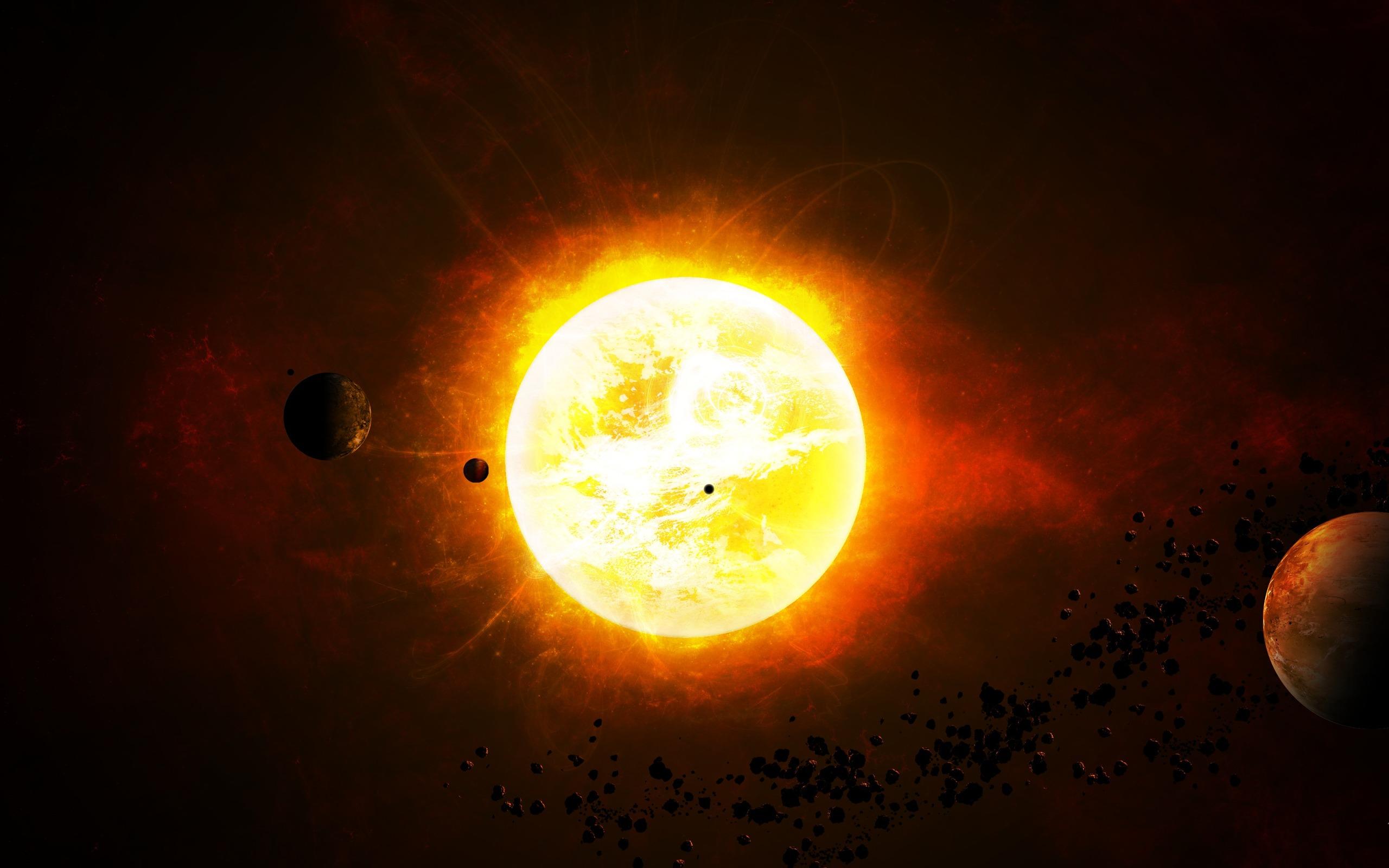 Sole con pianeti nello spazio, 2560x1600 2K+, Desktop