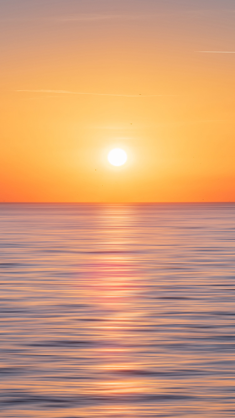 Tramonto sole mare arancione, 750x1334 Full HD Verticale, Smartphone