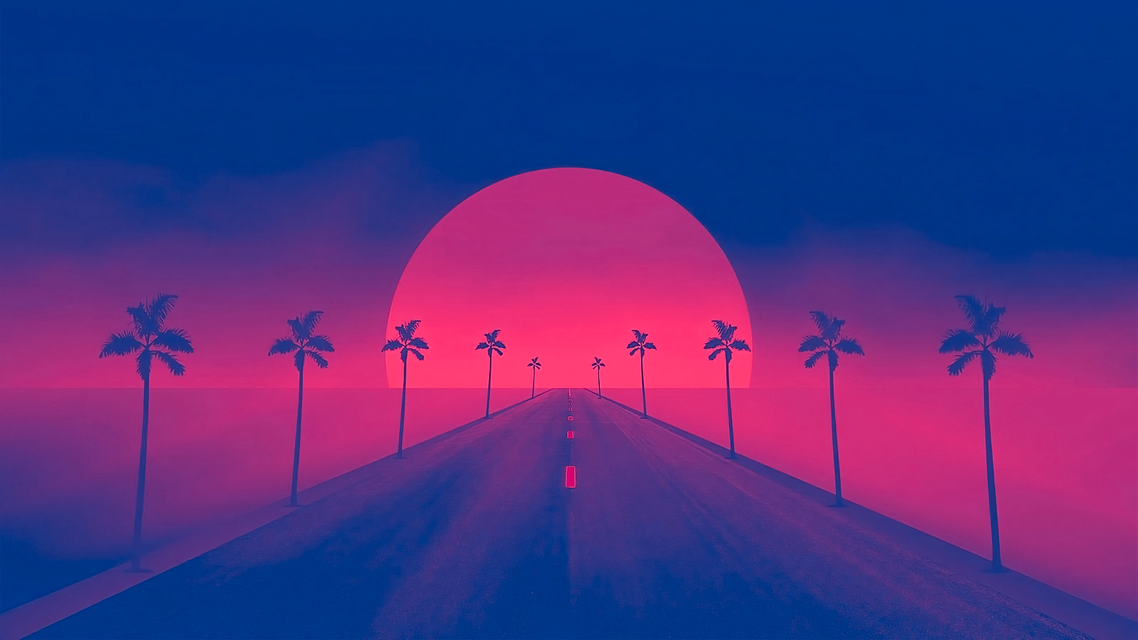 Sole rosso palme retrowave, 3840x2160 Ultra HD, 4K TV