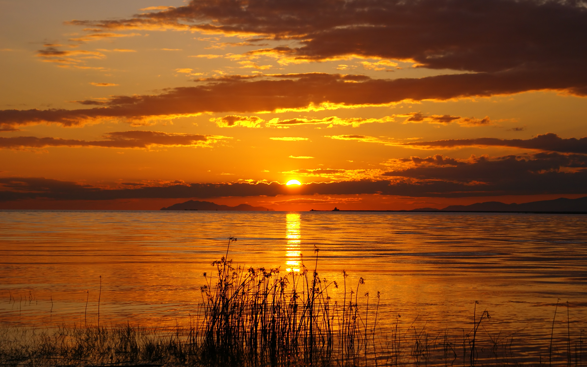 Tramonto arancione sul mare, 1920x1200 Full HD+, PC