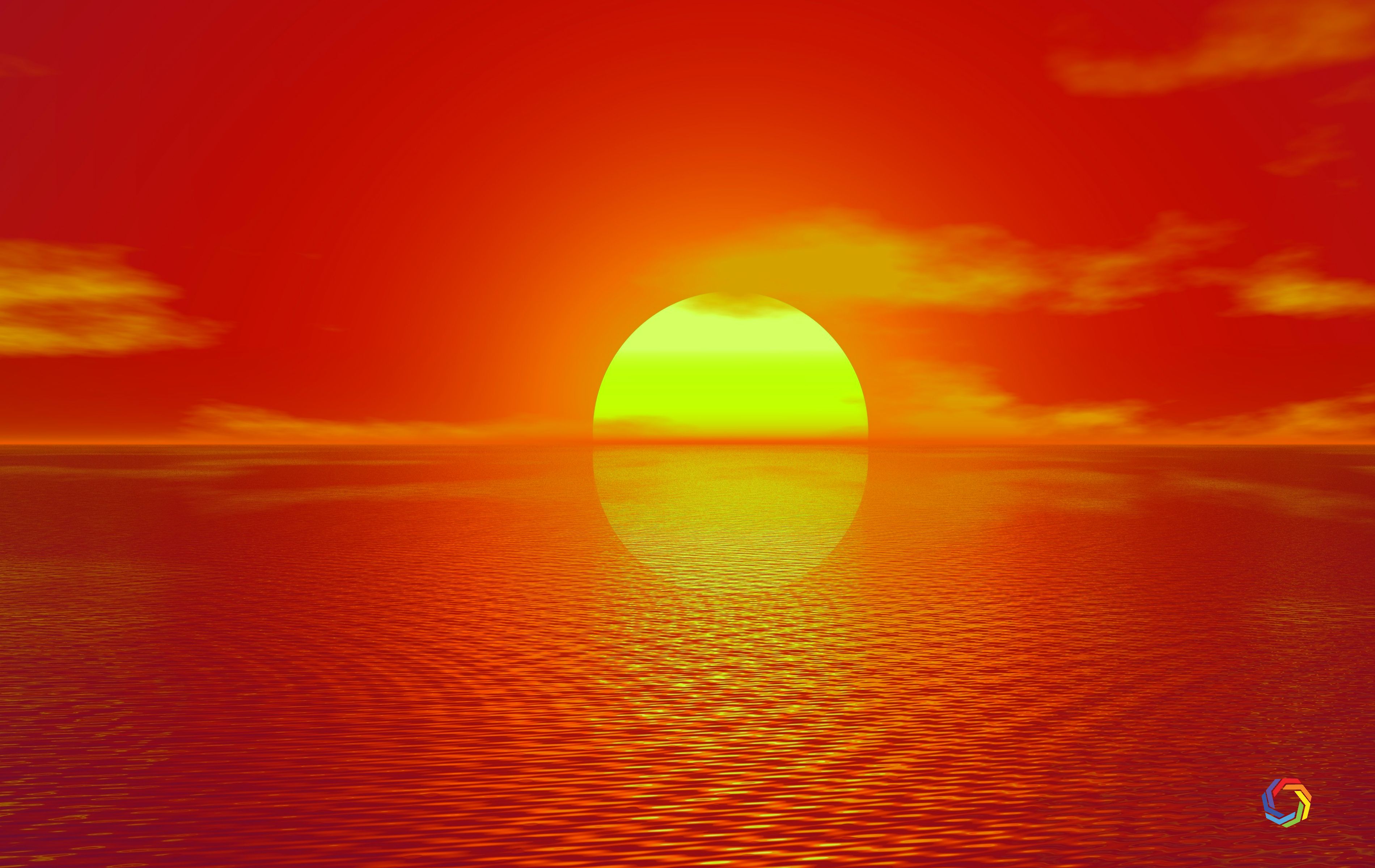 tramonto sole giallo mare, 3800x2400 WQXGA, Desktop