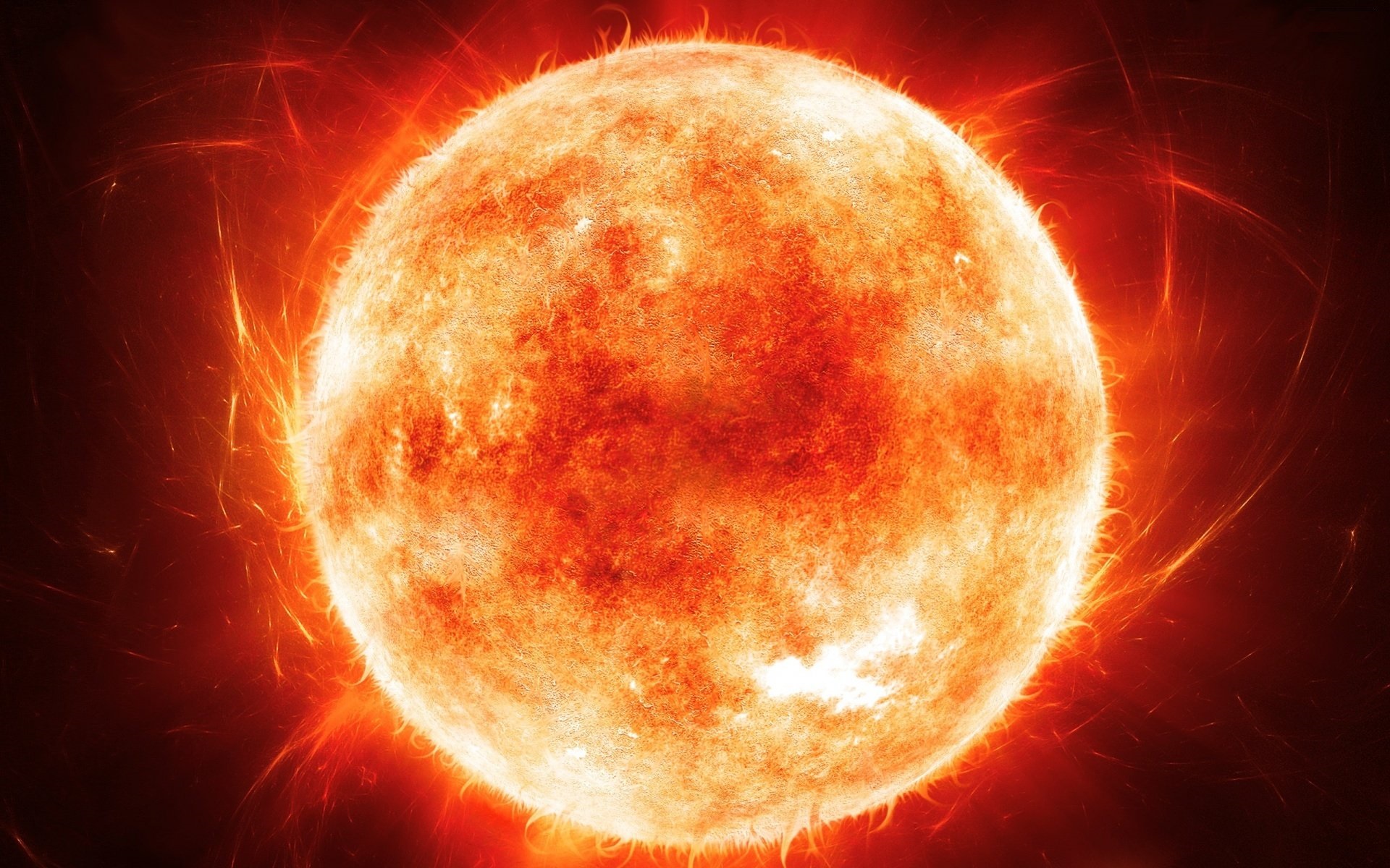 Sole arancione con brillamenti solari, 1920x1200 Full HD+ WUXGA, Desktop