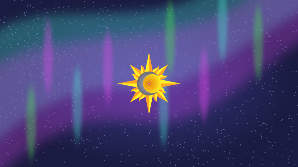 Sole stilizzato con aurora boreale, 1191x670 HD, iMac