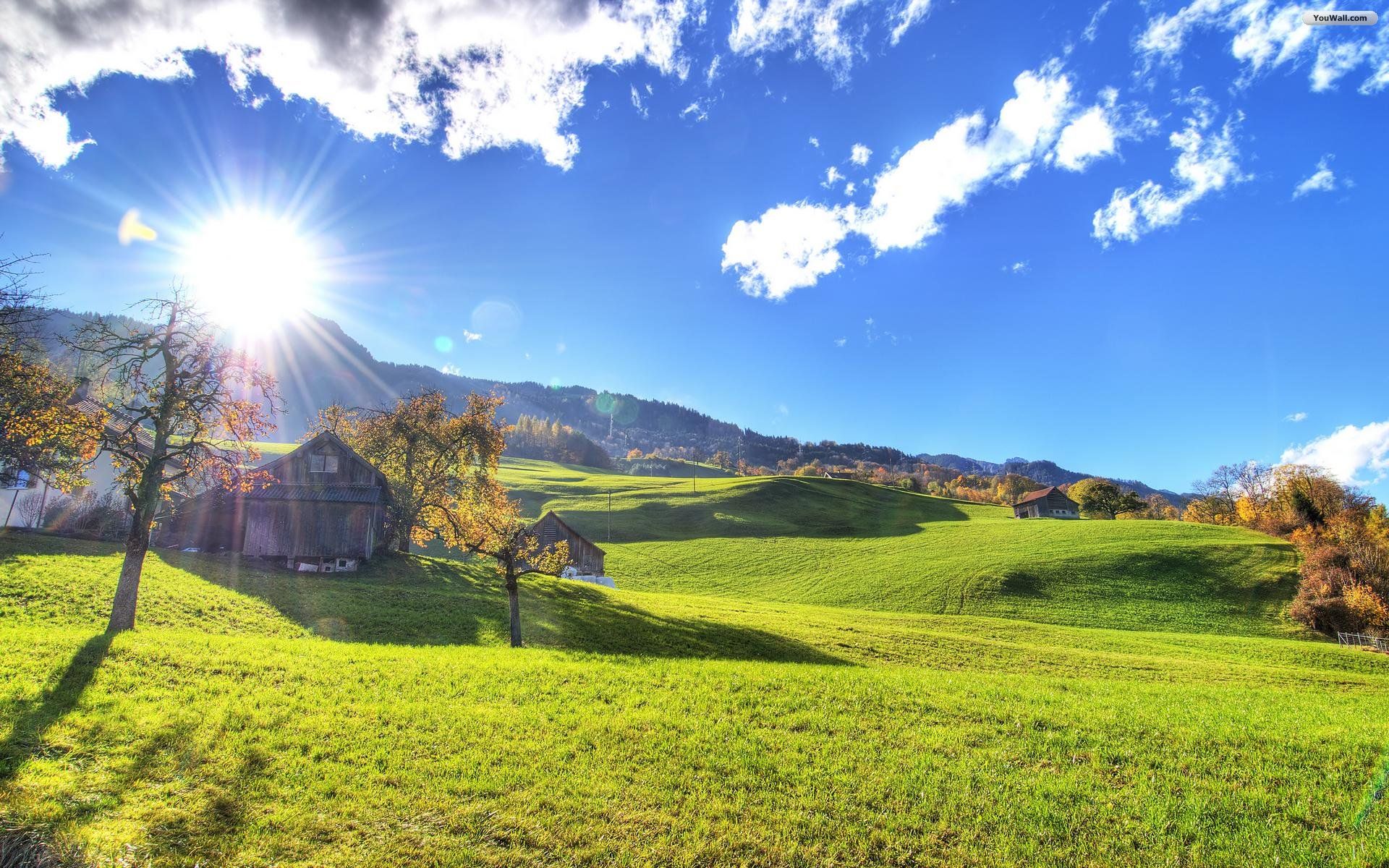 Paesaggio soleggiato con casolare, 1920x1200 Full HD+ WUXGA, Desktop