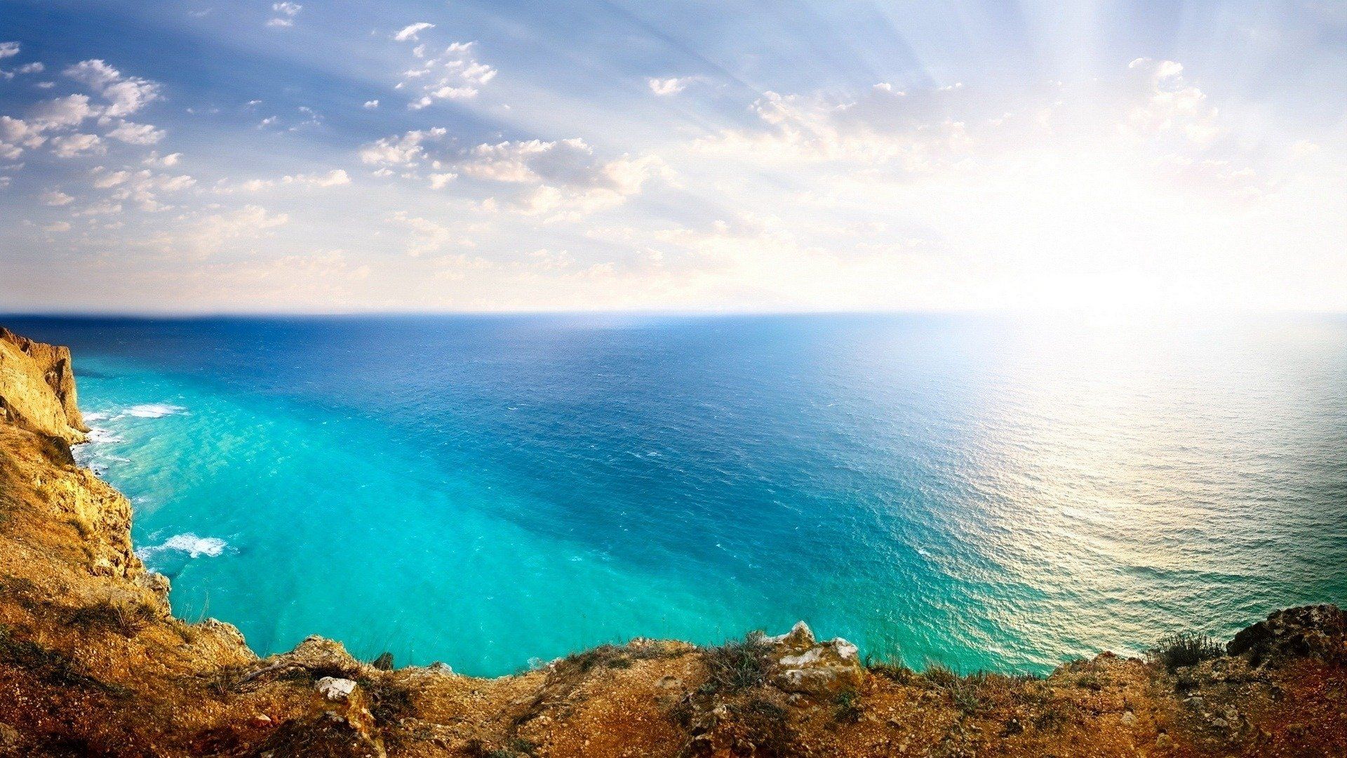 scogliera mare turchese soleggiato, 1920x1080 Full HD 1080p, PC