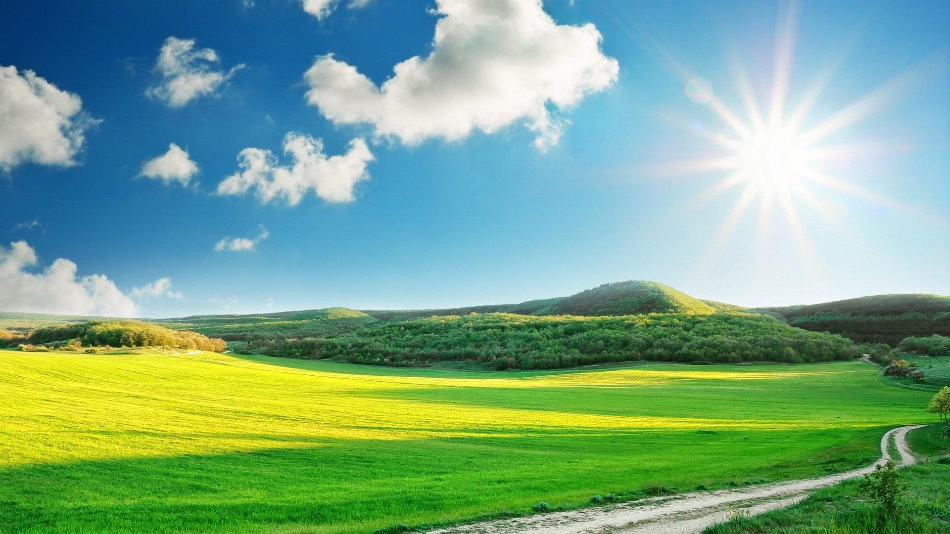 Paesaggio collinare soleggiato verde, 1920x1080 1080p, Laptop