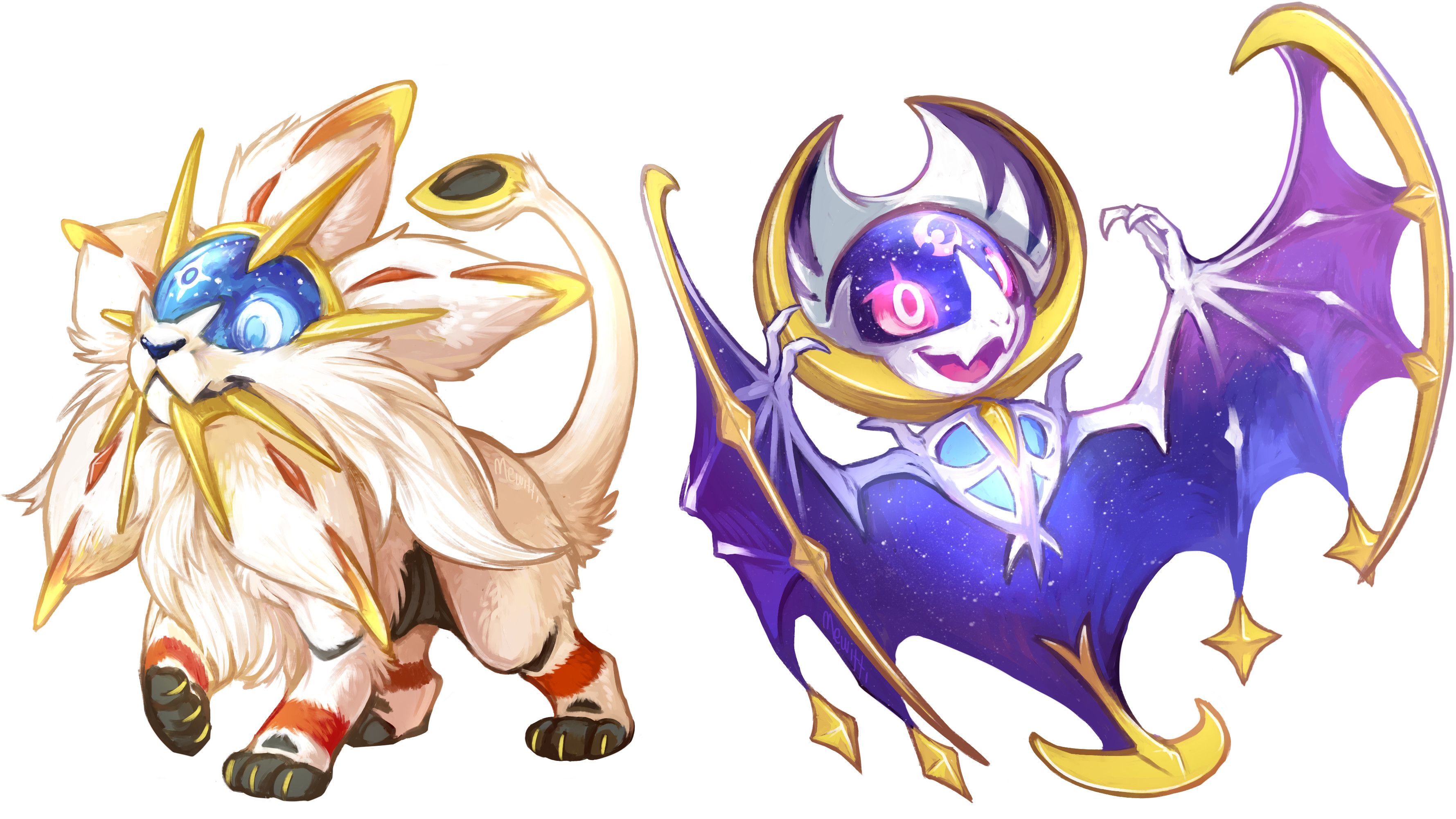Solgaleo e Lunala Pokémon, 2000x1237 alta risoluzione, Laptop