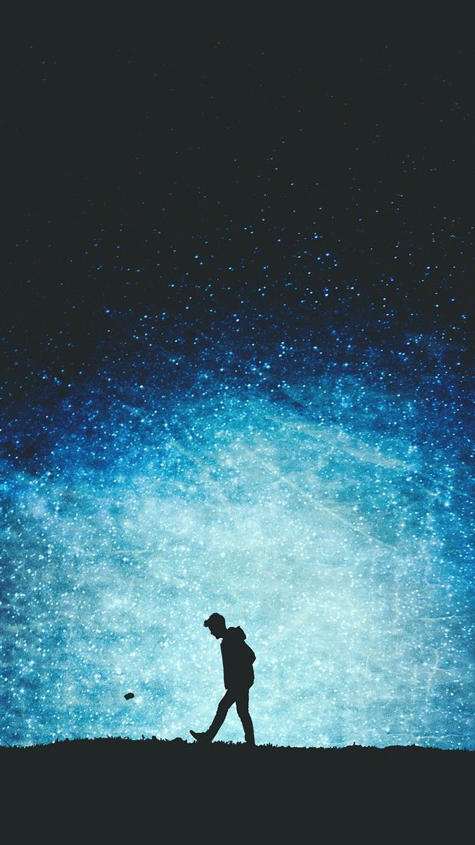 silhouette uomo solitario cielo stellato, 675x1200 Verticale, POCO