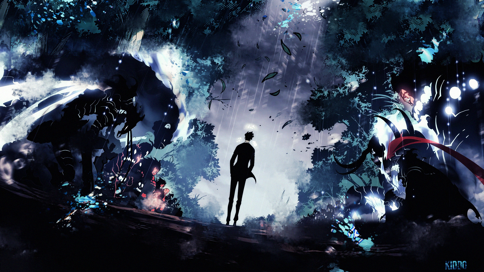 Sung Jinwoo Solo Leveling silhouette, manhwa, 1920x1080 1080p, Desktop