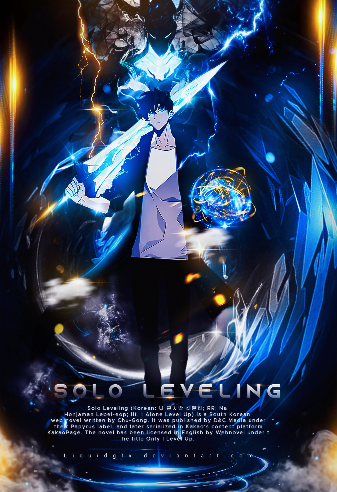 Sung Jin-Woo Solo Leveling spada blu, 1080x1576 Verticale, Telefono
